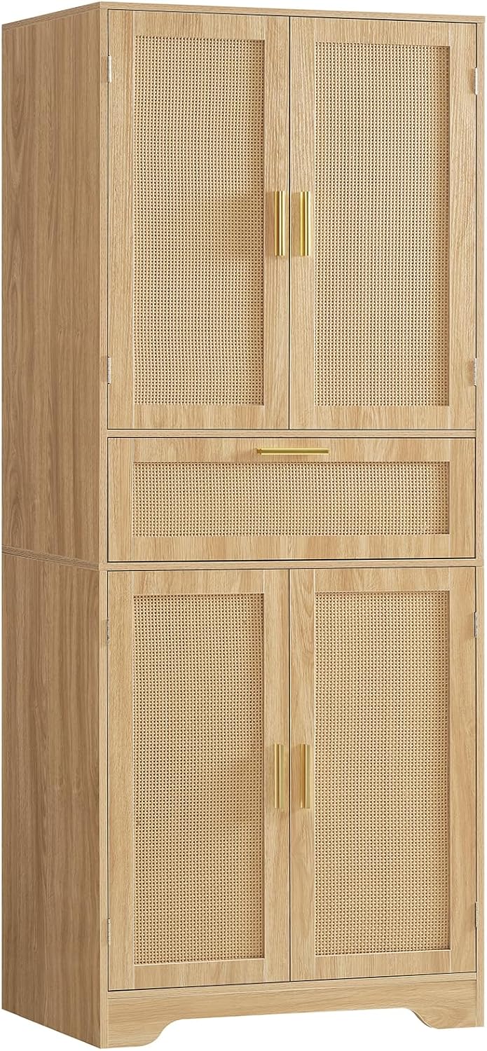Iwell Storage Cabinet with 2 Drawers & Adjustable Shelves, Cupboard, Floor Cabinet