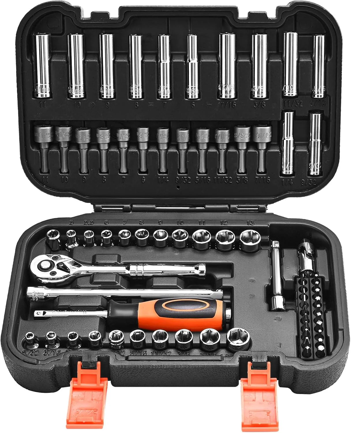 VEVOR Mechanics Tool Set and Socket Set Drive Deep and Standard Sockets Metric Mechanic Tool Kit