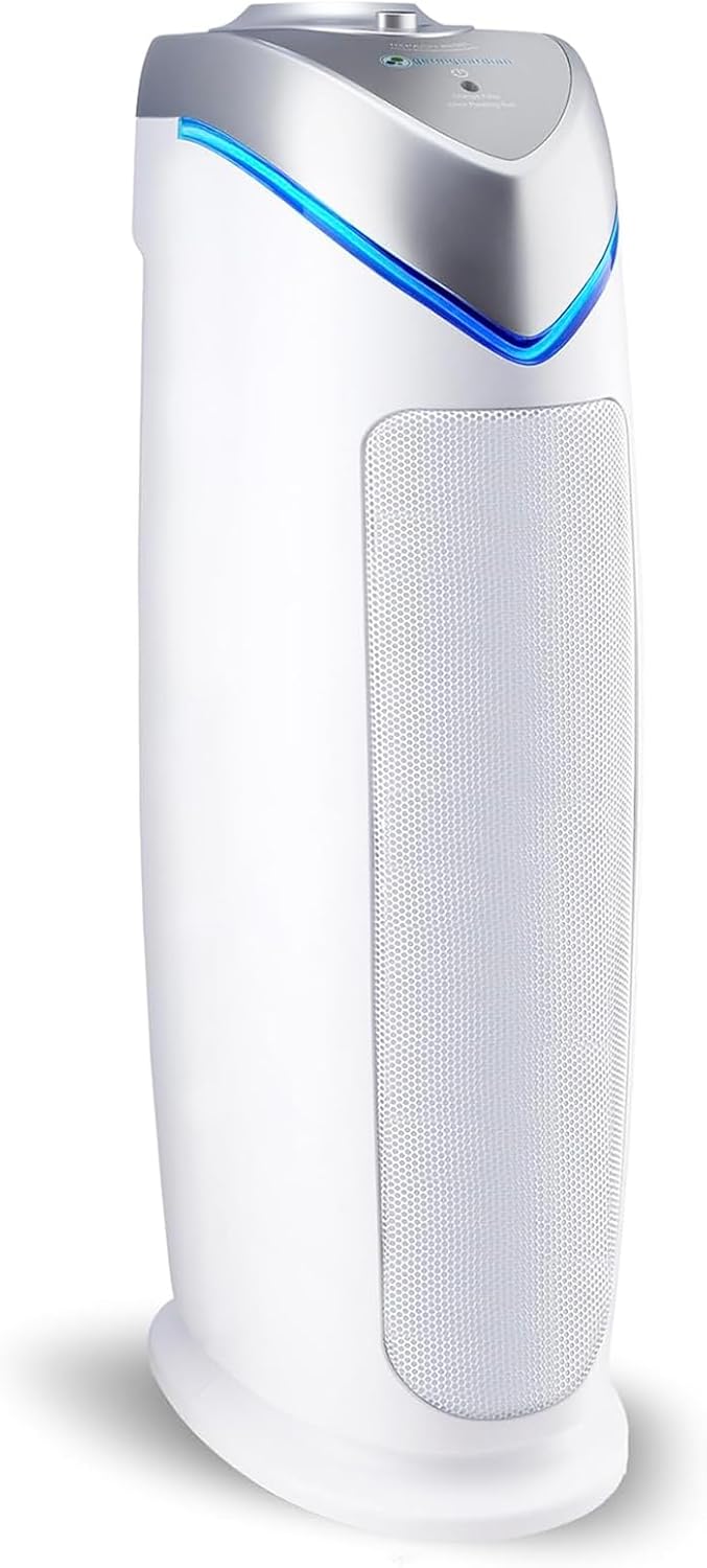 GermGuardian Air Purifier for Home with HEPA Pure Filter, for Wildfire Smoke, Pet Dander, Pollen, Odors, Large Rooms Up To 743 Sq. Ft., Removes 99.97% Pollutants, UV-C Light, 22, AC4825E, Gray