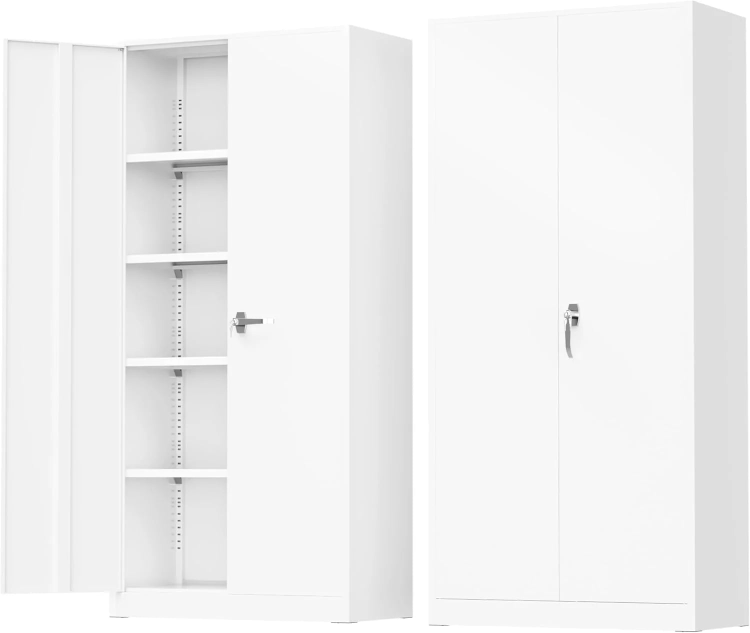 Greenvelly Metal Storage Cabinet, 72 Black Locking Metal Cabinet with 2 Doors and 4 Adjustable Shelves, Lockable Garage Storage Cabinets for Home Office, Garage, Kitchen, Living Room