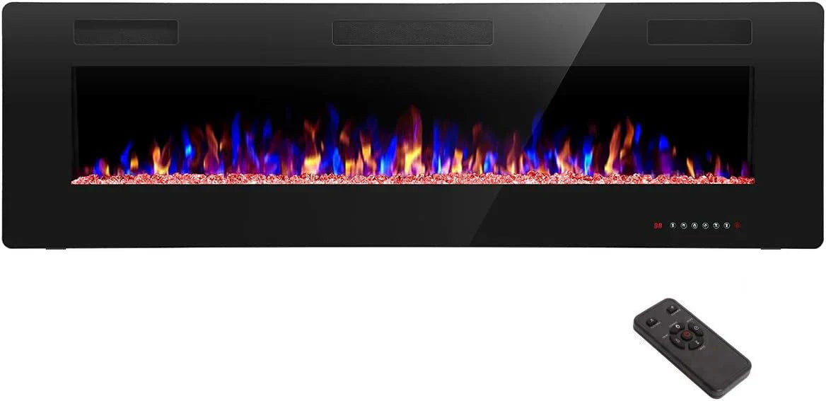 R.W.FLAME 60 Recessed and Wall Mounted Electric Fireplace Low Noise Fit for 2 x 6 Stud