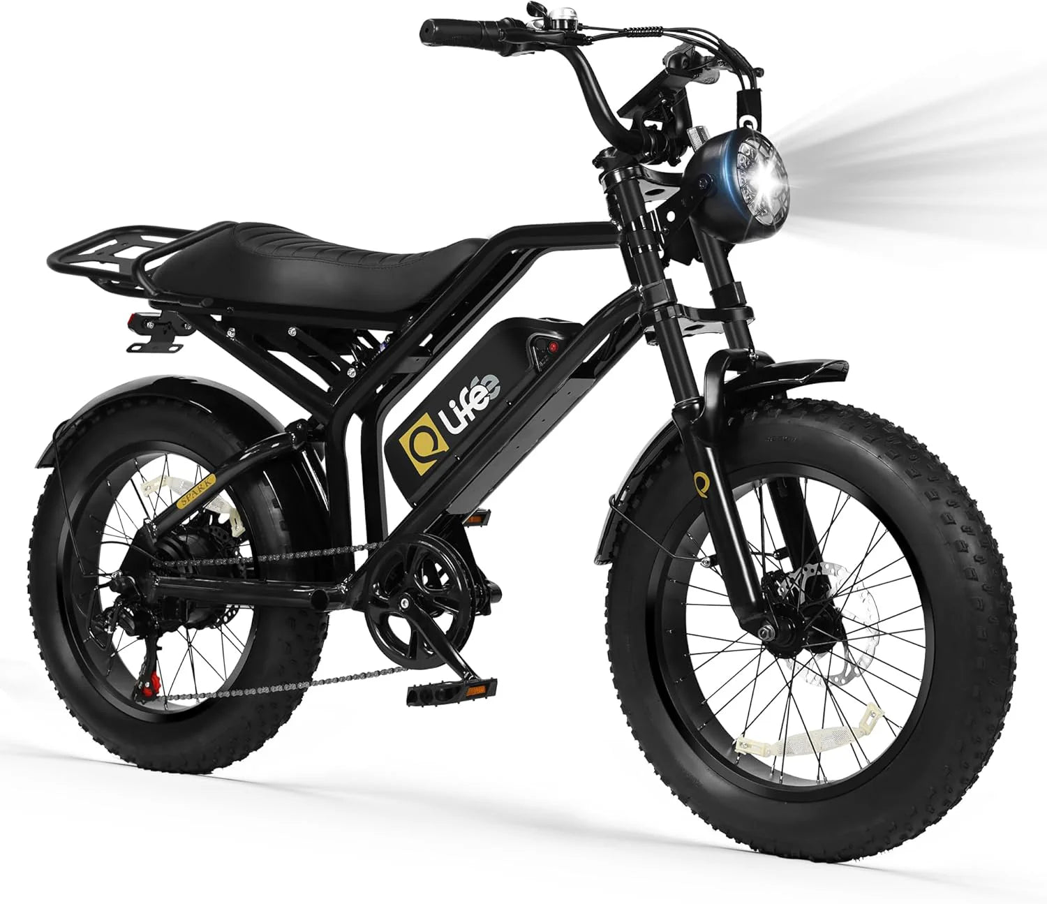 Qlife Electric Bike for Adults/Teens Spark-1500W Peak Motor 20 Fat Tires 28MPH(Unlock to 35MPH) Dirt Bike