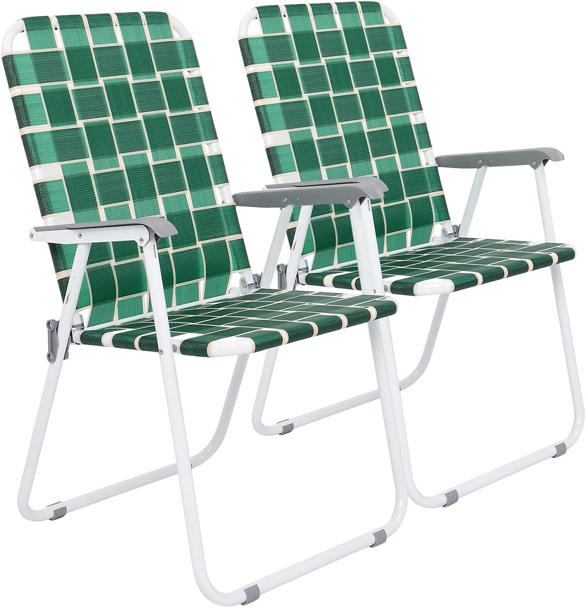 VINGLI Patio Lawn Webbed Folding Chairs Set of 2 Outdoor Beach Portable Lawn Chair