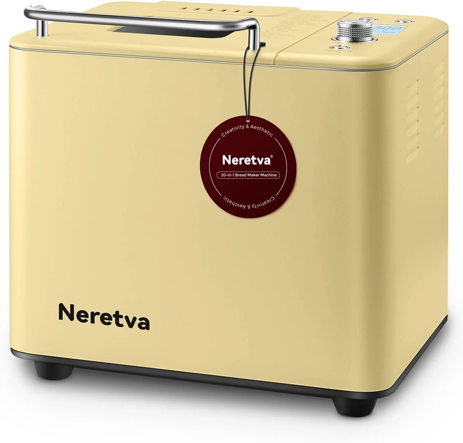Neretva Bread Maker, 20-IN-1 2LB Bread Machine Dual Heater Bread Maker Machine Automatic with Nonstick Ceramic Pan, 15H Timer & 1H Keep Warm Set, Low Noise, Stainless Steel Breadmaker Recipe-Green