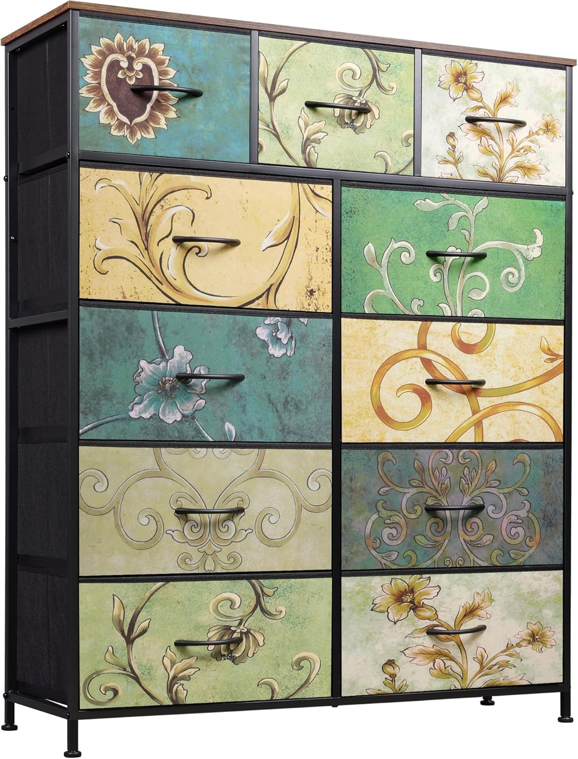 Storage Organizer Unit 11 Fabric Bins Storage Drawers Organizer Steel Frame Tall Storage Tower