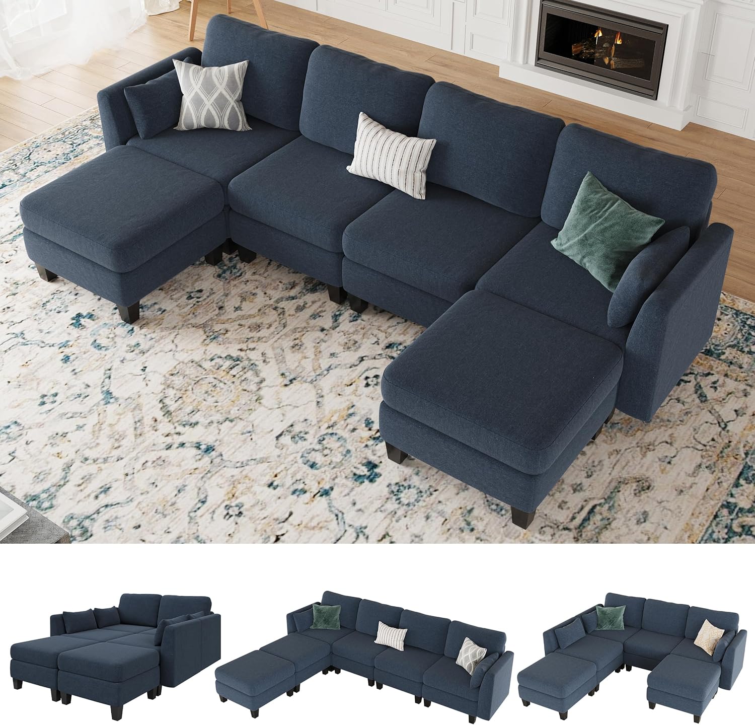 Modular Sectional Sof Convertible U Shaped Sofa Couch with High Density Memory Foam