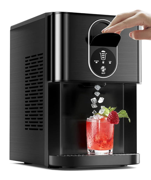 Antarctic Star Nugget Ice Maker Countertop with Soft Chewable Ice, 44Lbs/24H Portable Pellet Ice Machine with Self-Cleaning, One-Click Operation, for Home/Kitchen/Office, Stainless Steel, Black