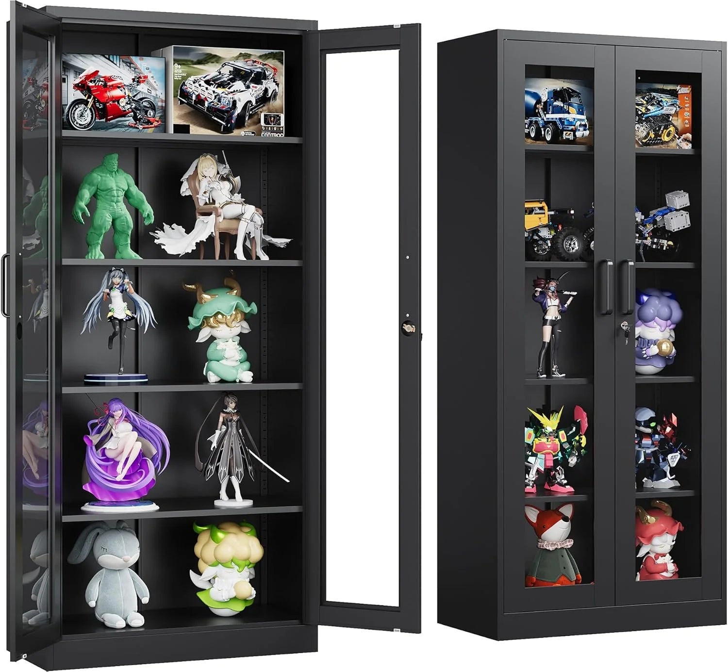 SISESOL Wide & Deep Metal Storage Cabinet with 2 Doors and 6 Shelves,72x36x18