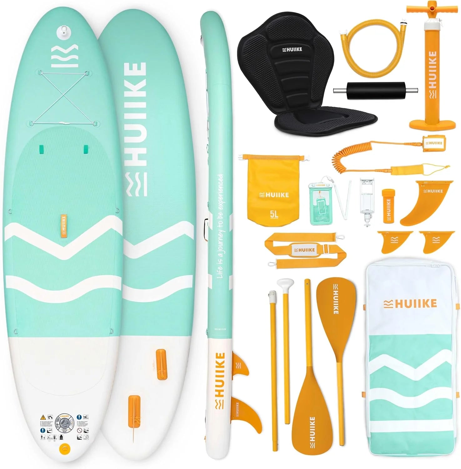 HUIIKE Inflatable Paddle Board for Adults with Accessories Included, Oar, Fins, Pump. Stand Up Paddleboard