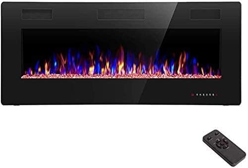 R.W.FLAME 60 Recessed and Wall Mounted Electric Fireplace Low Noise Fit for 2 x 6 Stud