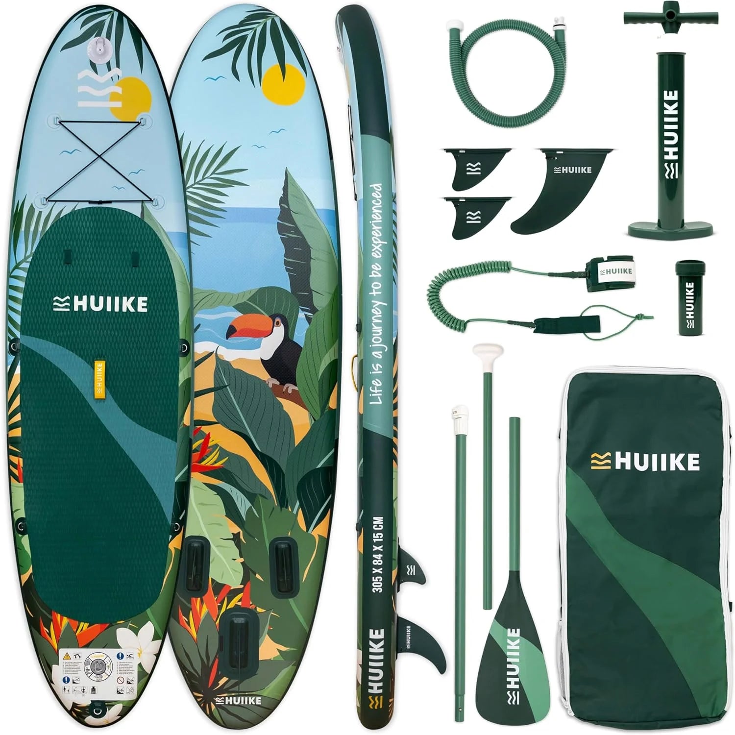 HUIIKE Inflatable Paddle Board for Adults with Accessories Included, Oar, Fins, Pump. Stand Up Paddleboard