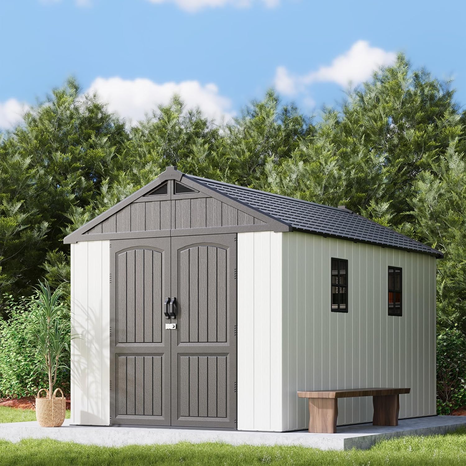 Patiowell 6x4 FT Plastic Outdoor Storage Shed with Floor, Resin Outdoor Storage Shed