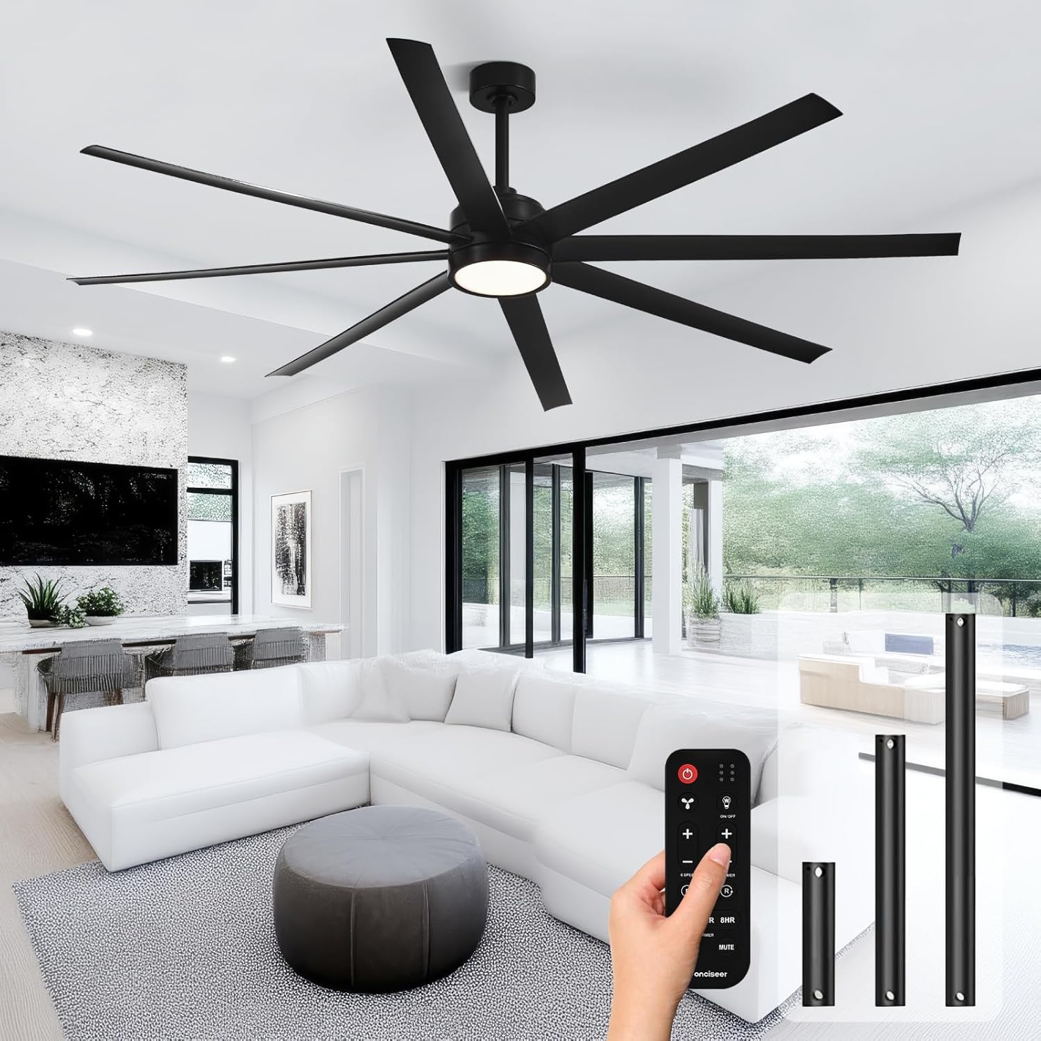 Modern ceiling fan 72 inch bedroom living room library cafe outdoor/industrial
