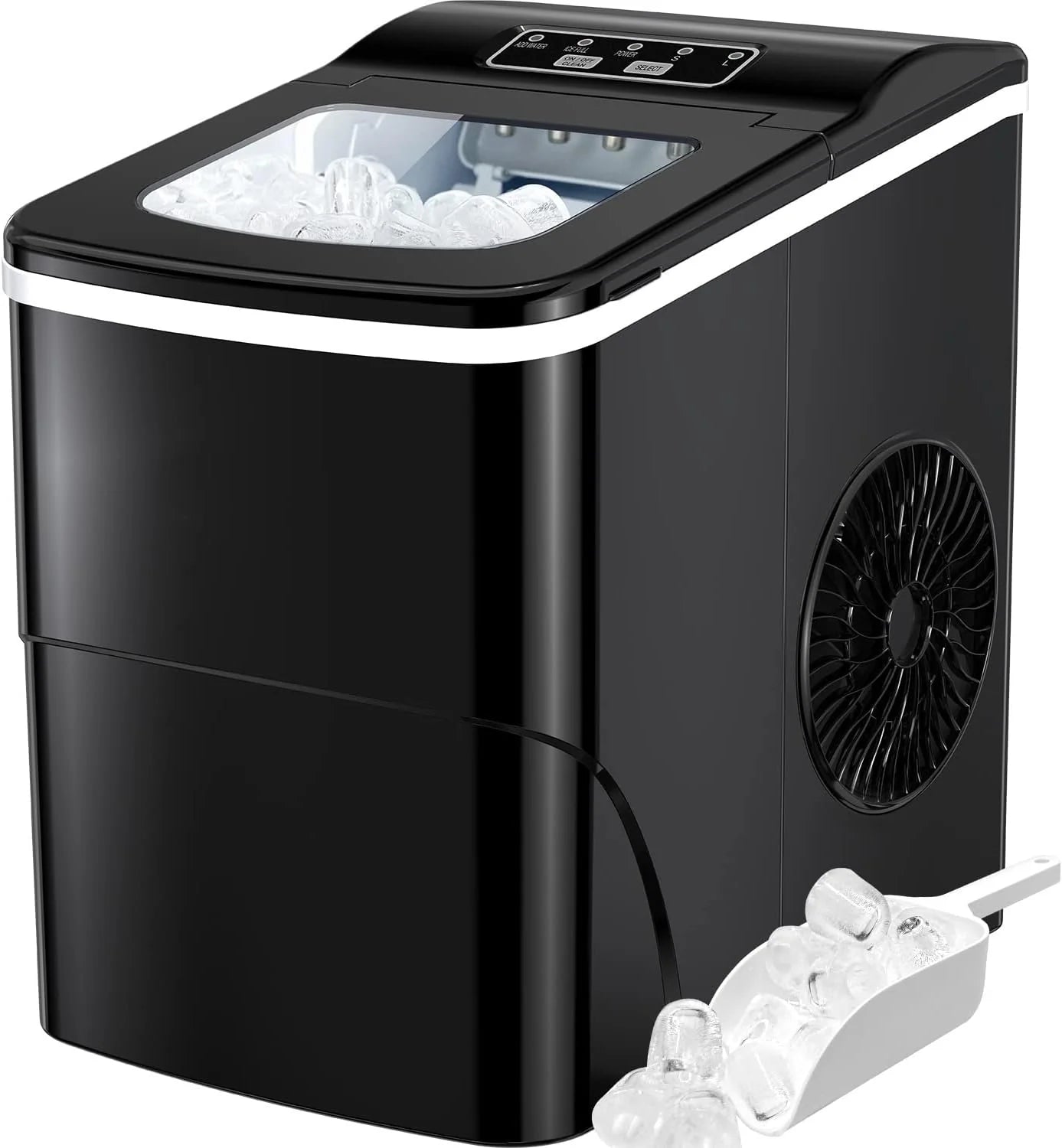 Silonn Nugget Ice Maker Countertop, Pebble Ice Makers with Crushed Soft Chewable Ice, 33lbs Per Day with Scoop, Pellet Portable Ice Machines with Auto-Cleaning for Home, Kitchen, Office, Black