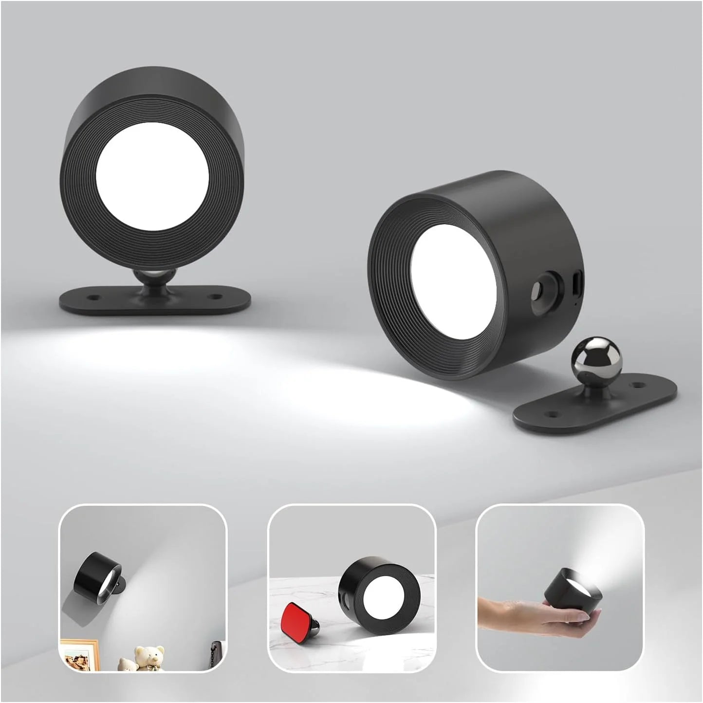 LED Wall Sconce Rechargeable Battery Operated with USB and Adjustable Color Temperatures