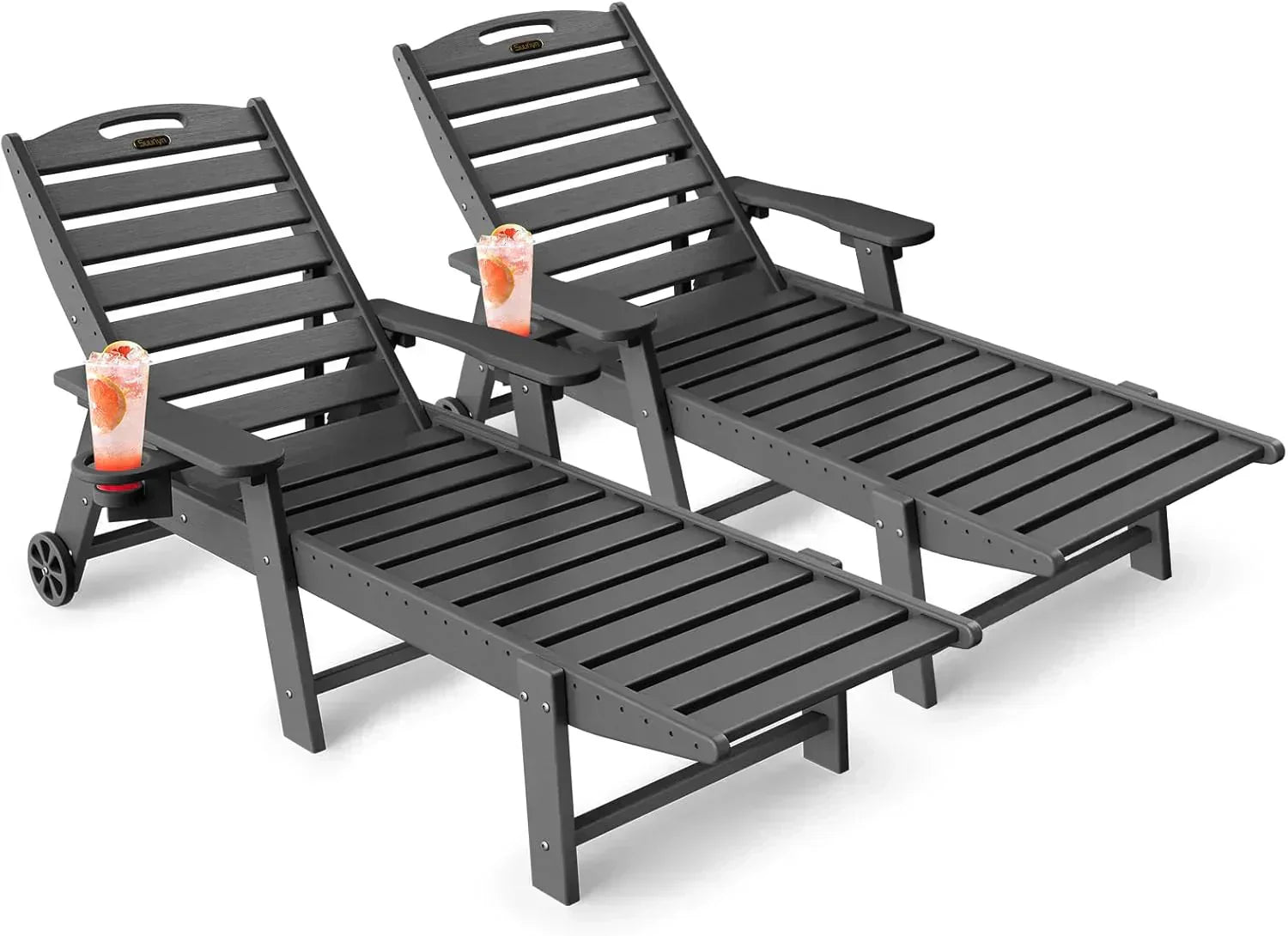 Lounge Chair Outdoor Chaise Lounge HDPE 6-Position Outdoor Chaise Lounge Patio Lounge Chair