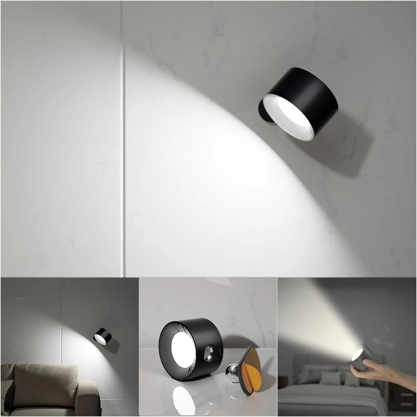 LED Wall Sconce Rechargeable Battery Operated with USB and Adjustable Color Temperatures