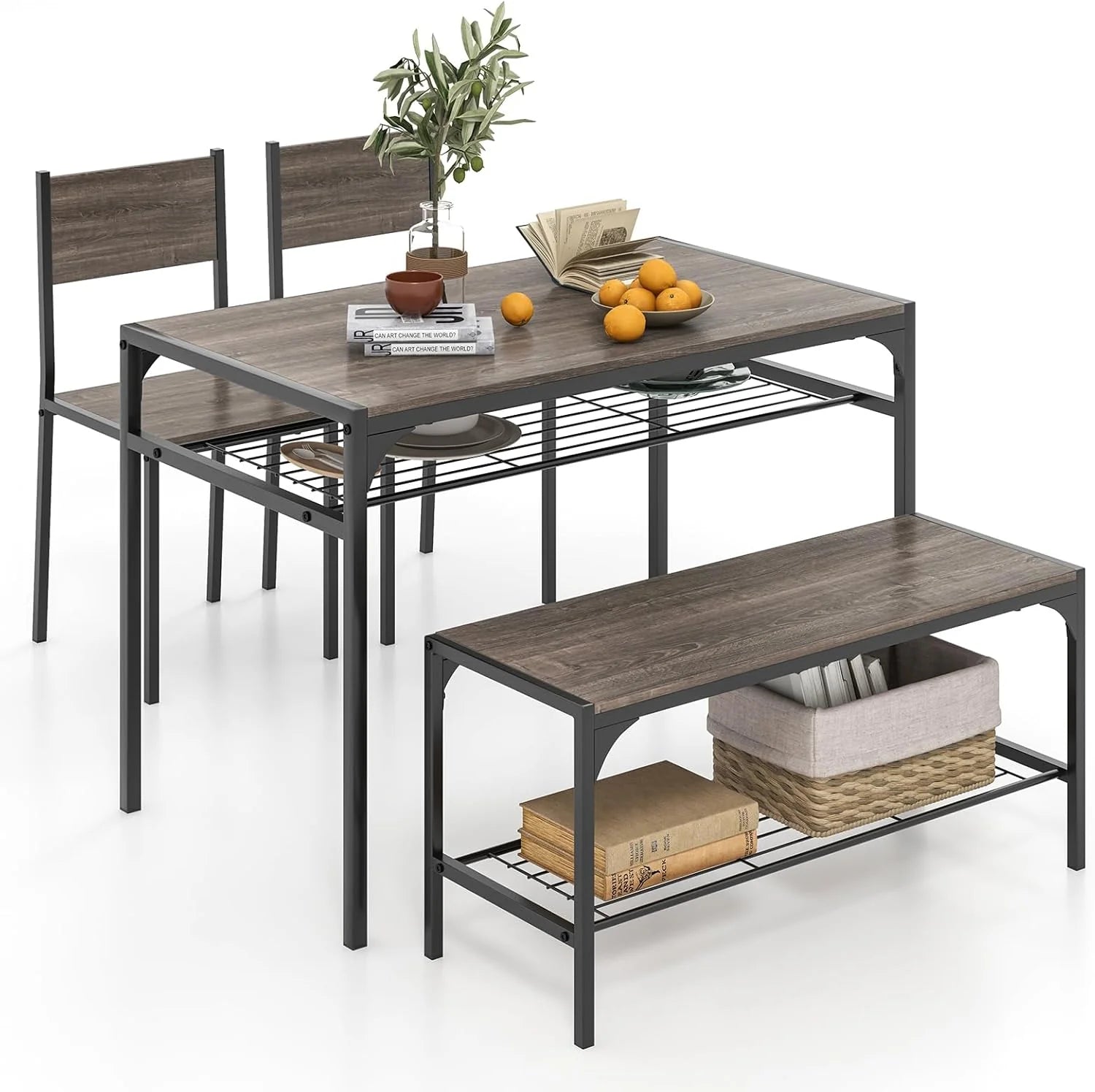 Giantex Dining Table Set for 4 43 Kitchen Table and Chairs Modern Functional Desk Set