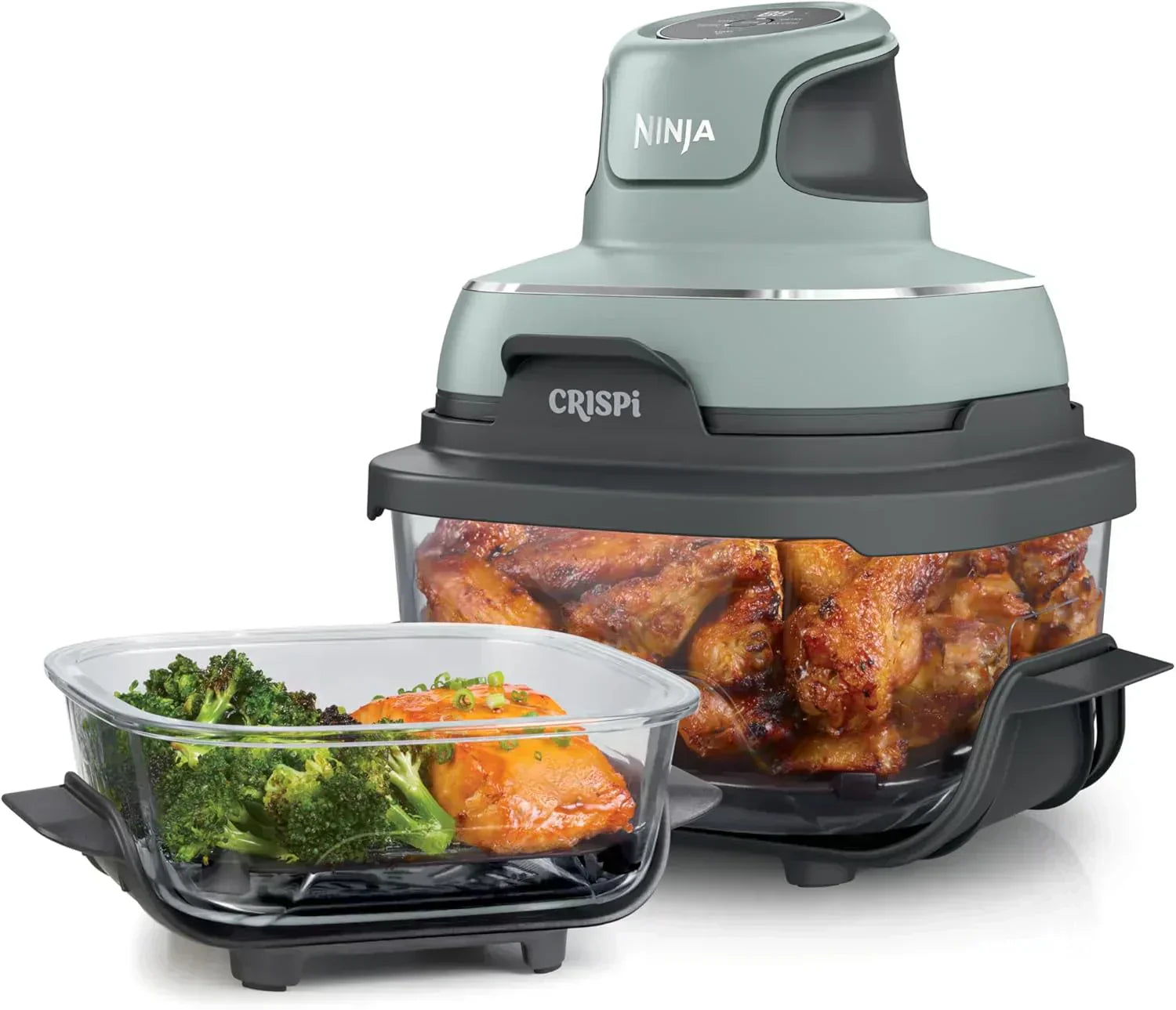 Ninja Crispi 4 in 1 Portable Glass Air Fryer Cooking System 4QT 6 Cup TempWare Glass Containers