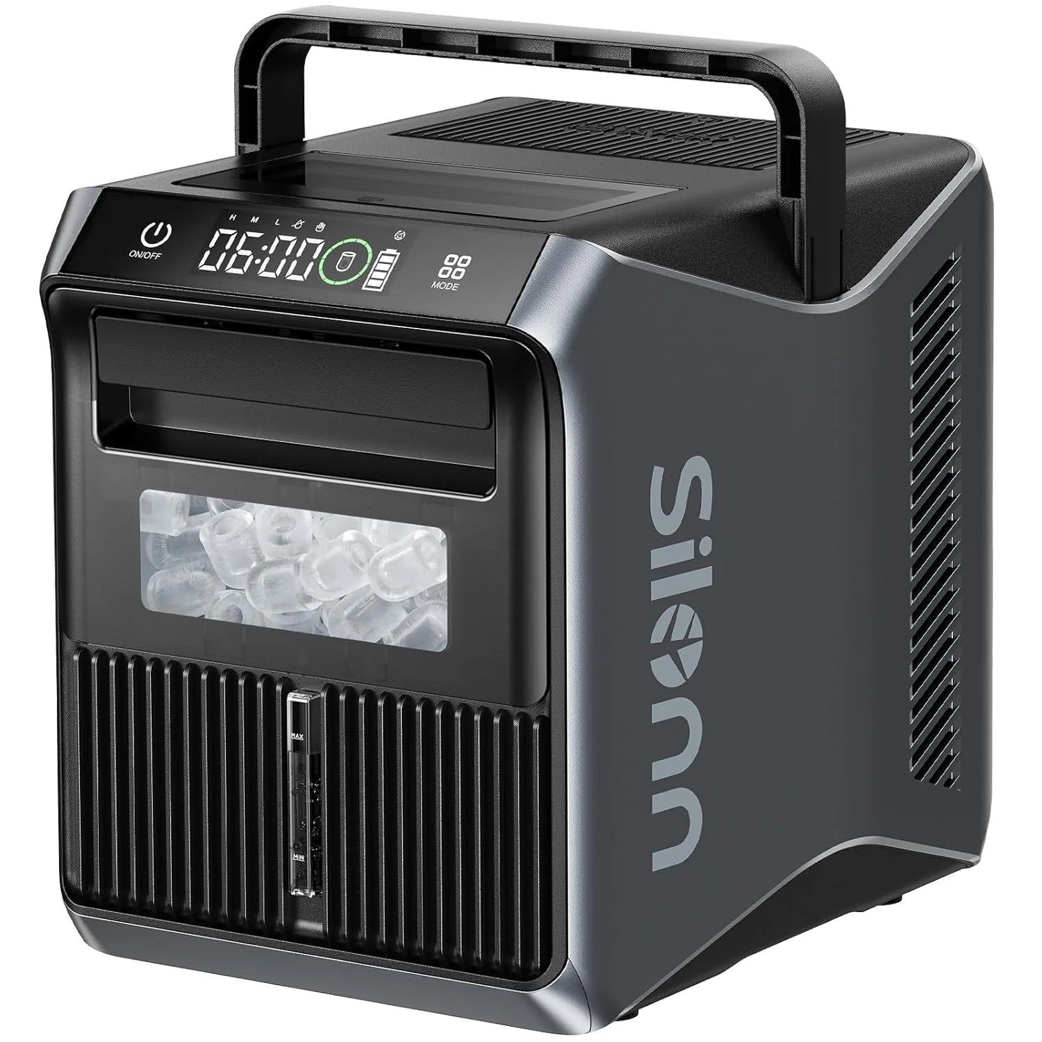 Nugget Ice Maker Countertop, Silonn Chewable Pellet Ice Machine with Self-Cleanin Function, 33lbs/24H Portable Ice Makers for Home Kitchen Officce, Black