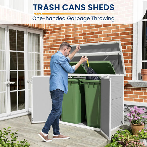 Amopatio 41 Cu Ft Horizontal Outdoor Storage Shed Resin Trash Can Storage Resin Shed