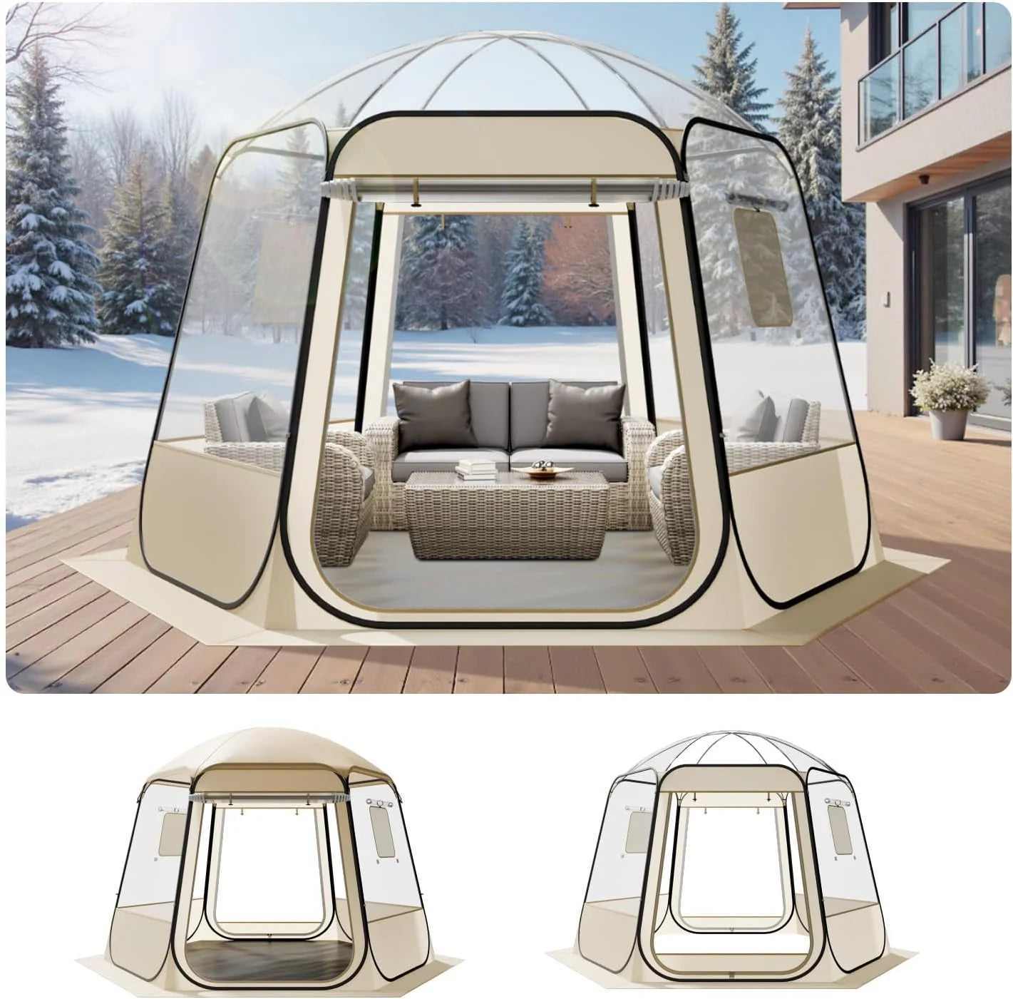 VEVOR Pop up Sports Tent, 8 Sizes Optional Clear Bubble Tent for 1-6 Person