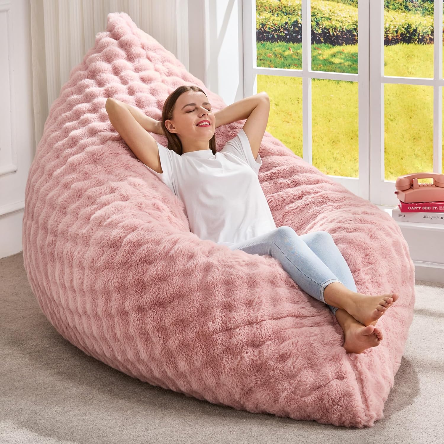 Hobestluk 3 in 1 Bean Bag Chair Giant Bean Bag Chairs Convertible Bean Bag Floor Cushion