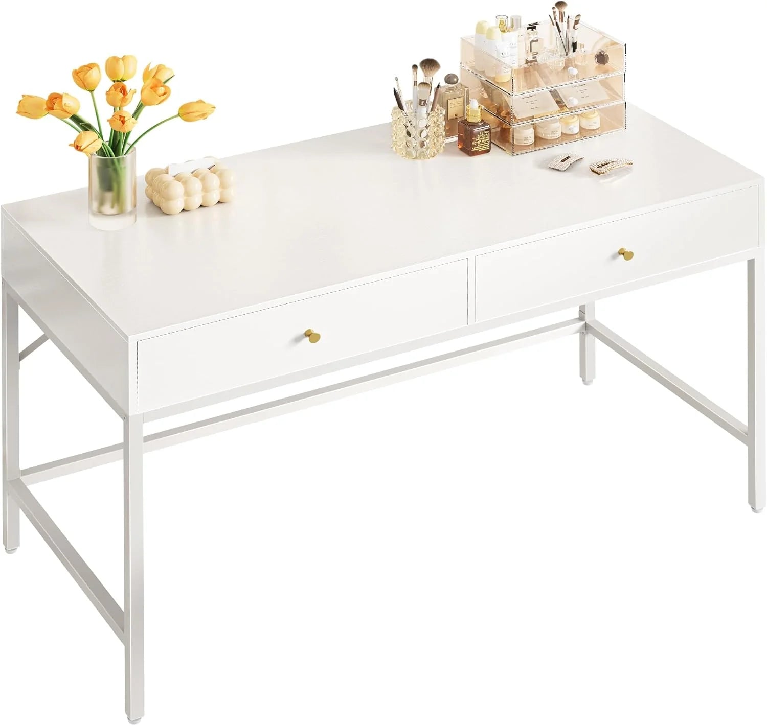 SUPERJARE Vanity Desk with Drawers, 47 inch Computer Desk, Simple Home Office Desks