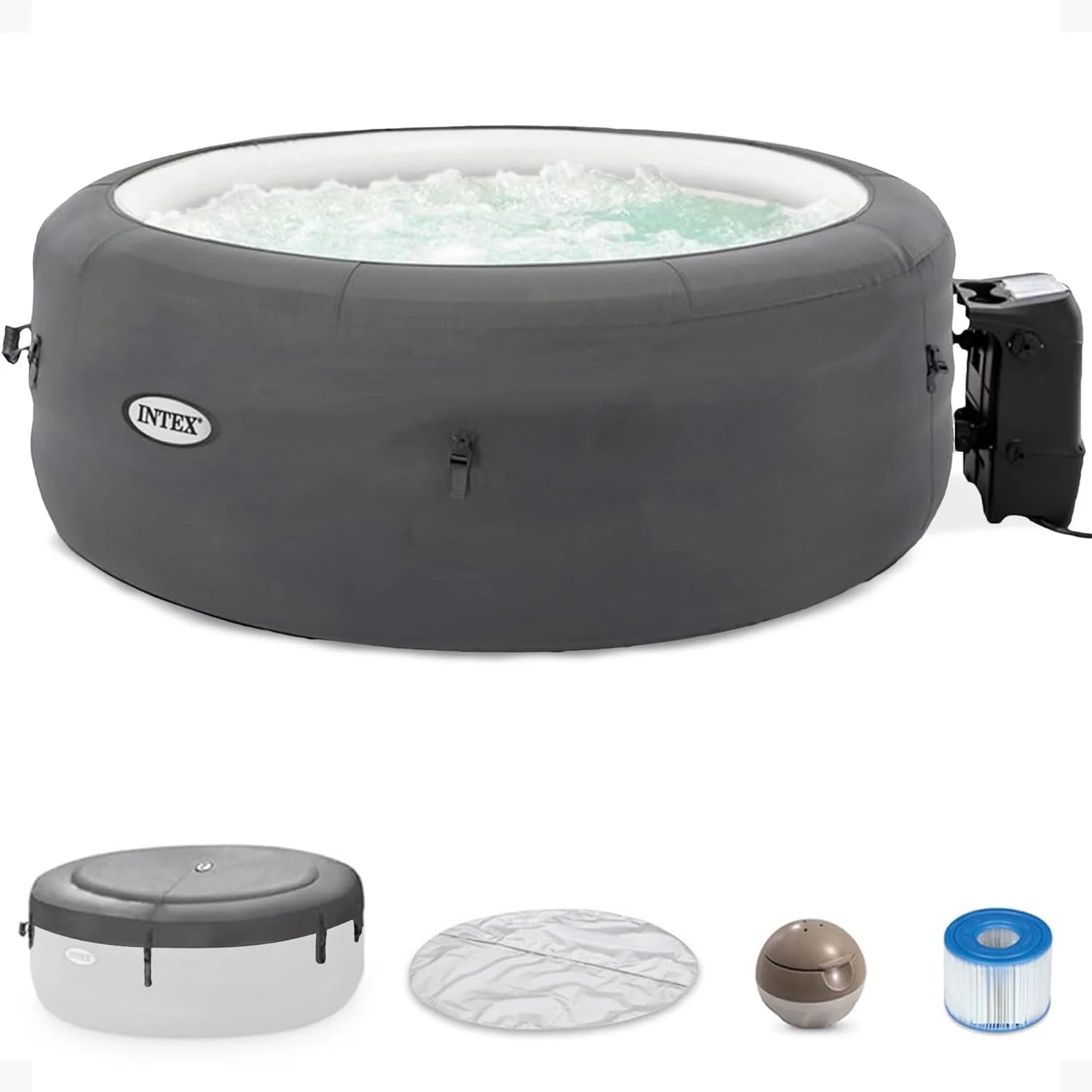 INTEX 28483E SimpleSpa Inflatable Hot Tub 4 Person Bubble Massage Spa Includes Insulated Cover