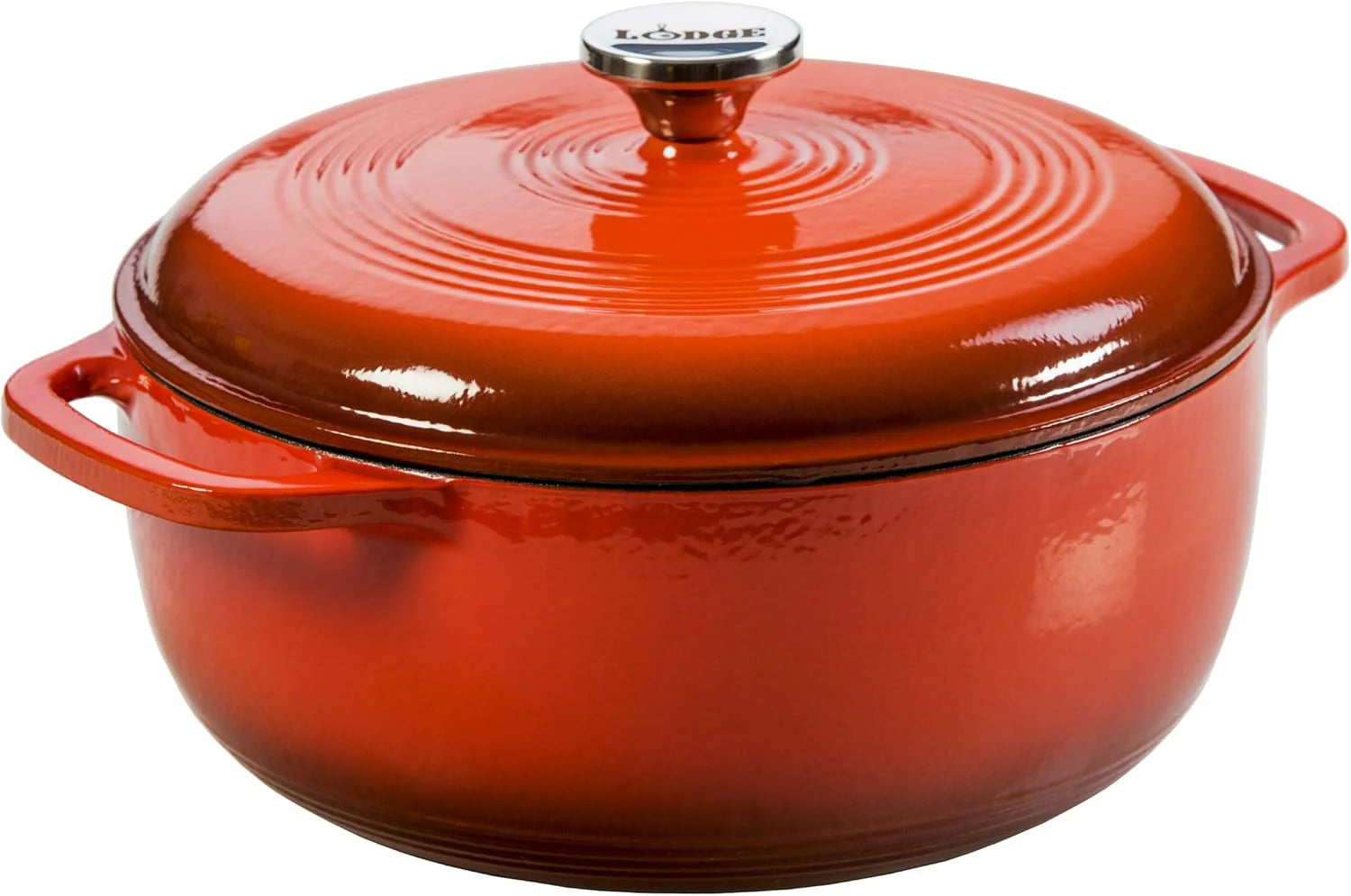 Lodge Essential Enamel Cast Iron Dutch Oven - Perfect for Bread Baking, Braising, Marinating & Slow Cooking - Features Moisture-Sealing Lid & Dual Handles - Kitchen Essentials - 6 Quarts - Island Spice Red