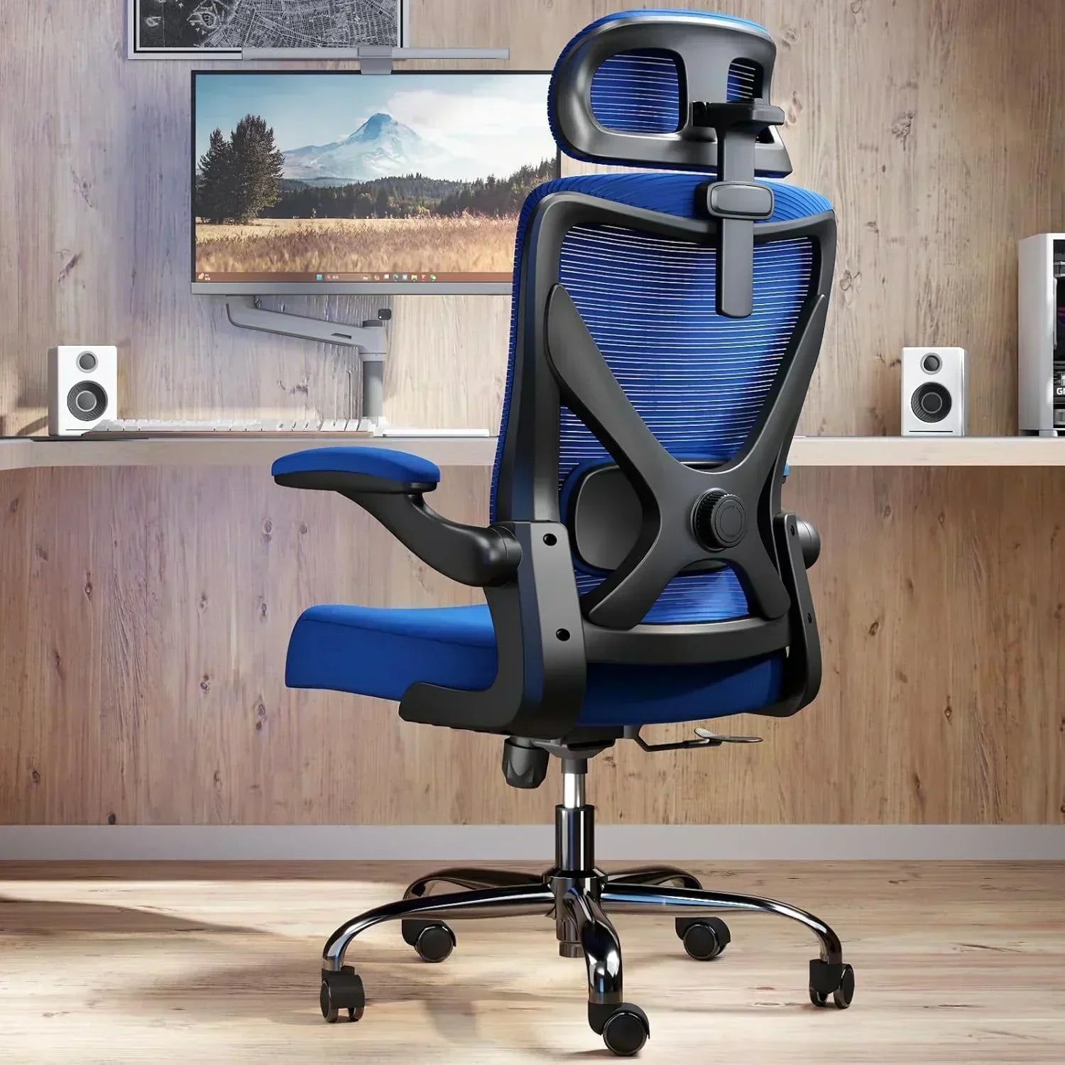 Office computer desk and chair gaming chair with lumbar support and headrest