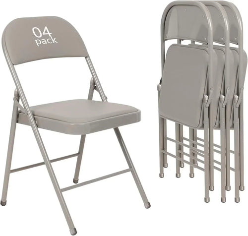 6 Pack Black Folding Chairs with Leather Chairs Events Office Wedding Party Upholstered Chairs