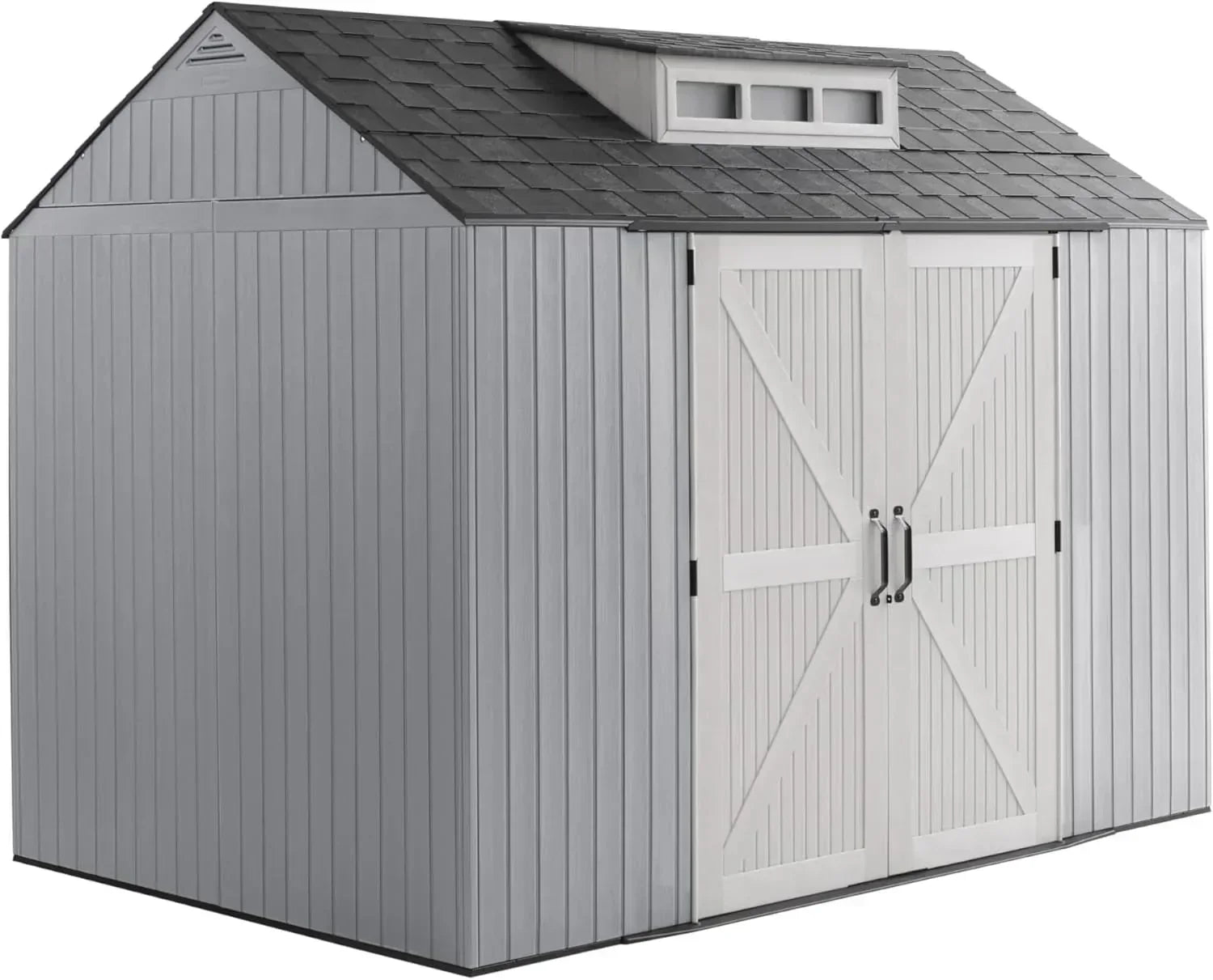 Rubbermaid Resin Outdoor Storage Shed With Floor Weather Resistant Gray Organization for Home