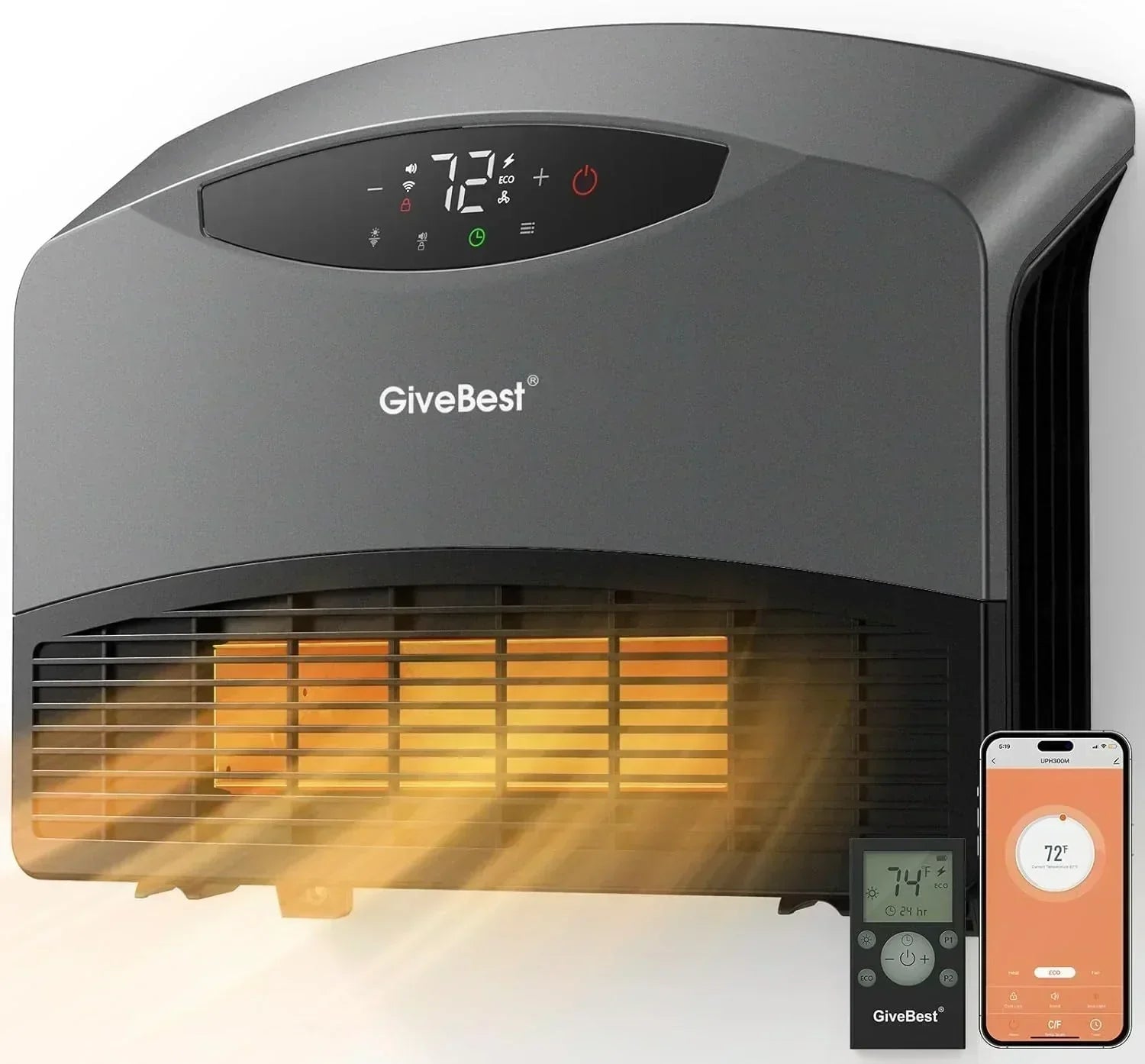 Wall mounted electric heater with WiFi and remote control floor standing heater 1500W