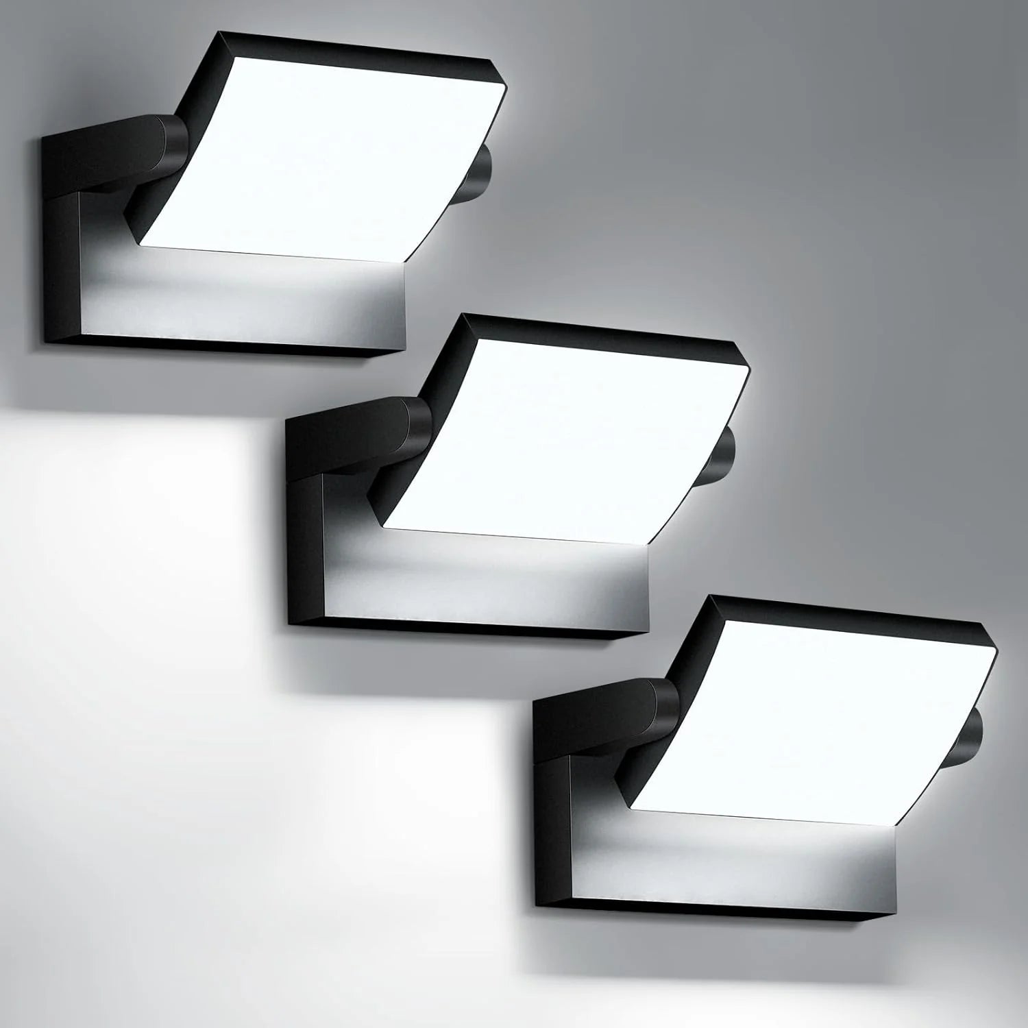Outdoor LED Wall Light 40W Adjustable Modern Exterior Wall Mount Fixture 6000K Waterproof Black Lighting for Home and Yard