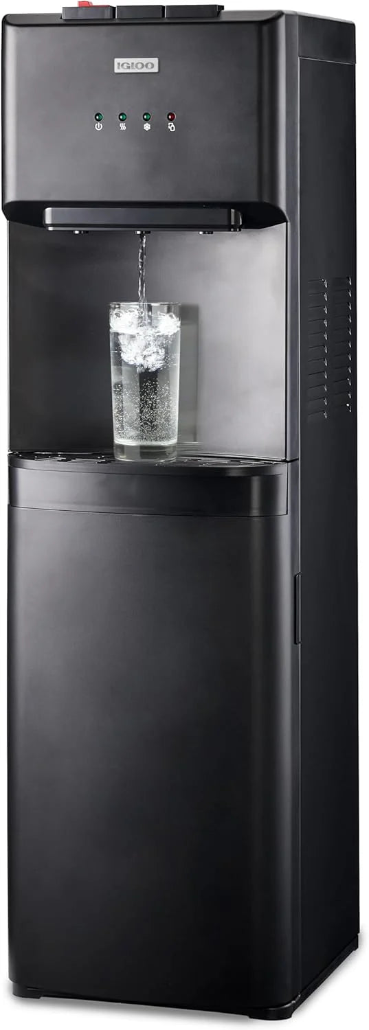 Igloo Top Loading Water Cooler Hot Cold Dispenser Black Stainless Steel