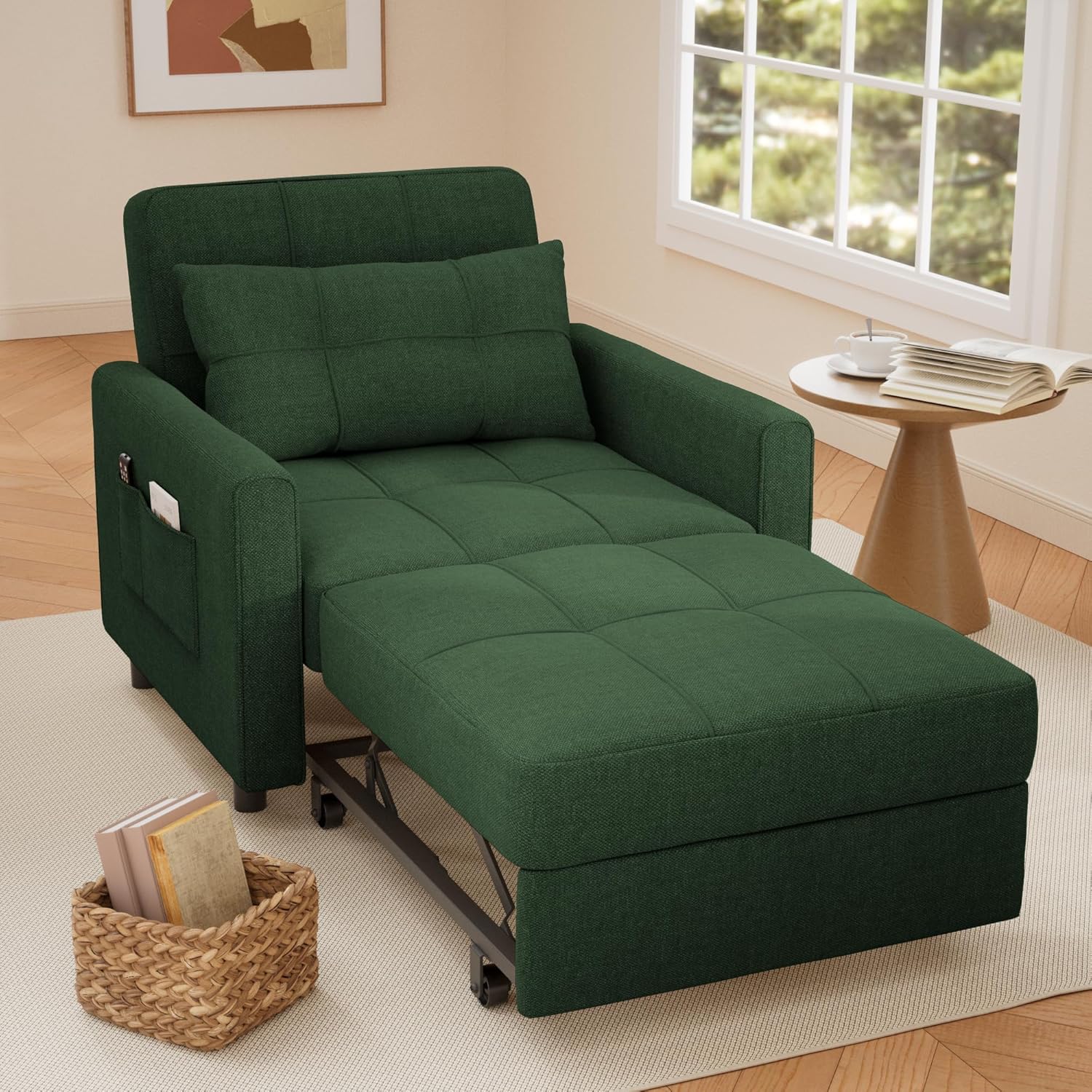 Sofa Bed Chair 3 in 1 Convertible Pullout Single Sleeper Chair Bed Spacious Multifunctional Sofa