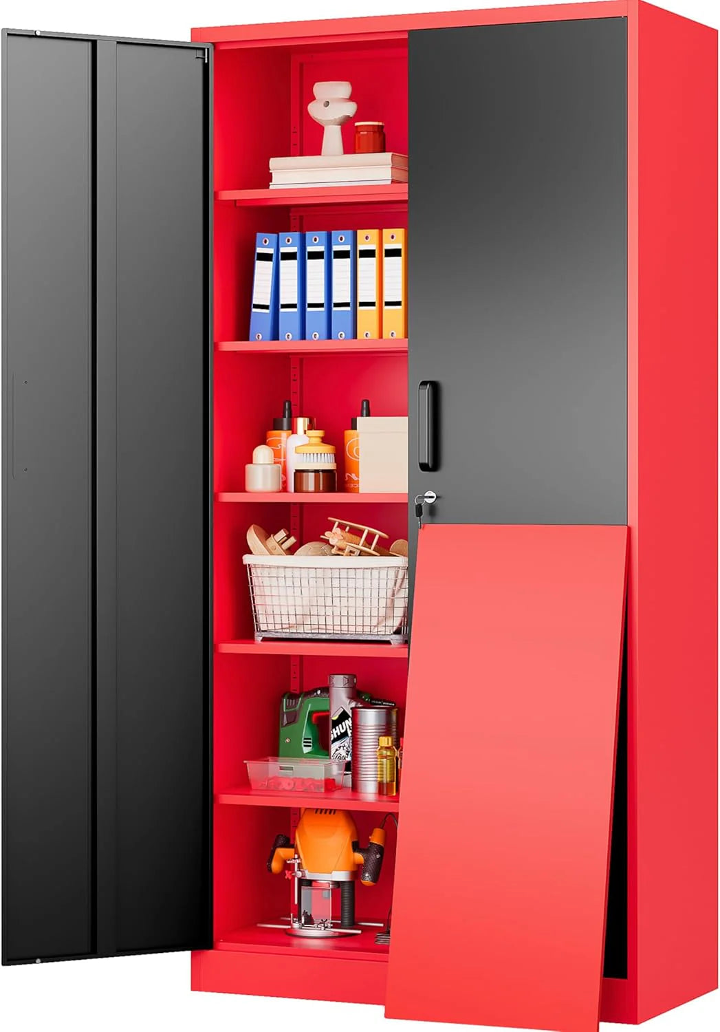 SISESOL Wide & Deep Metal Storage Cabinet with 2 Doors and 6 Shelves,72x36x18