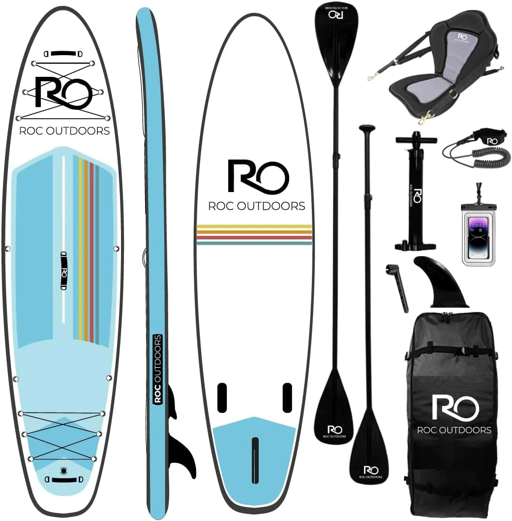 Roc Inflatable Stand Up Paddle Board 10' 6 with Premium SUP Paddle Board Accessories