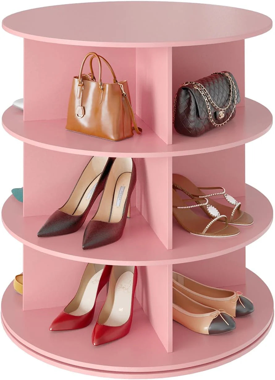 SpaceAid 7 Tier Rotating Shoe Rack Tower, Spinning Shoe Display Lazy Susan