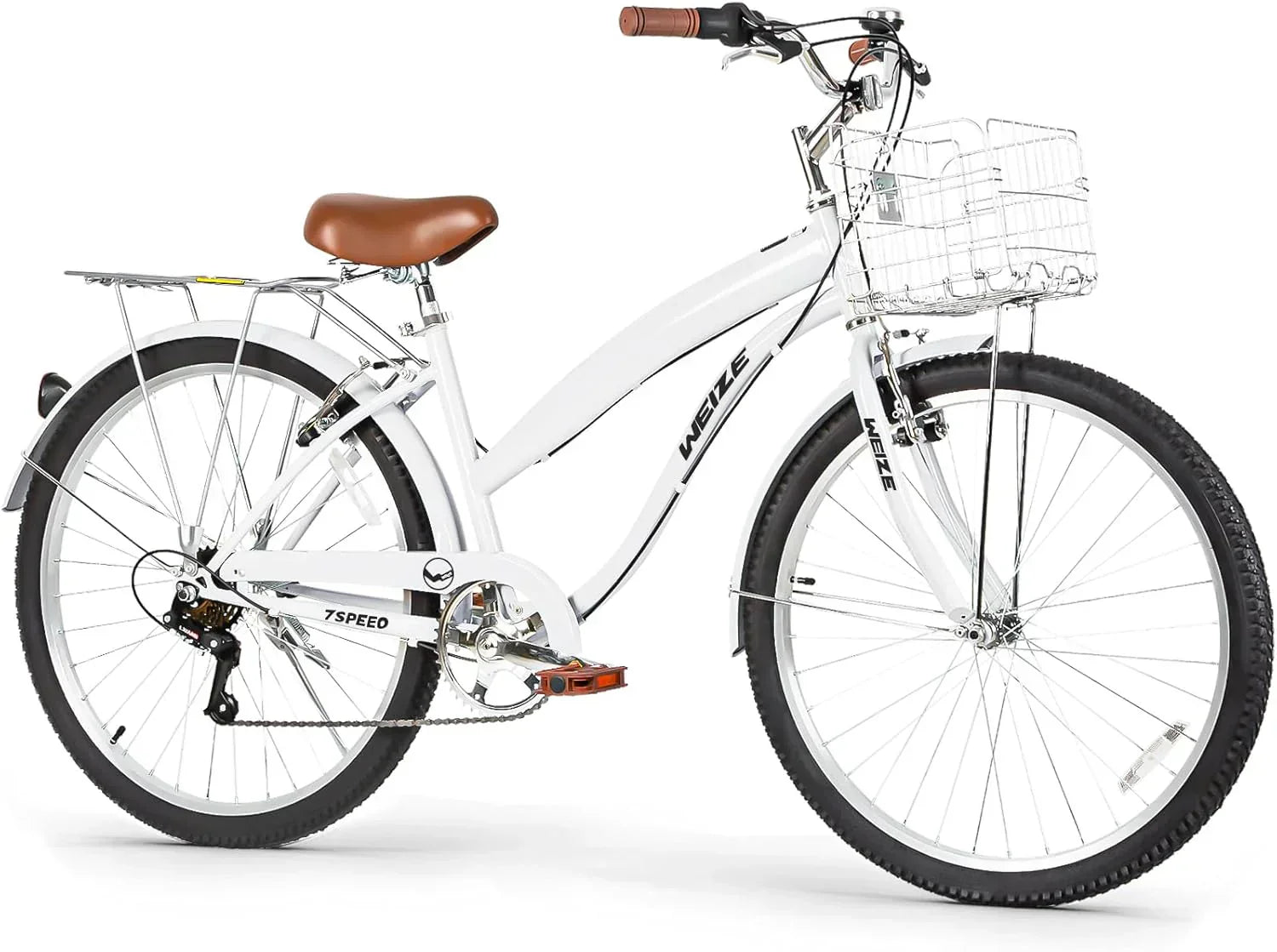 WEIZE Beach Cruiser Bike 26 inch Commuter Bicycle for Adult Men and Women 7-Speed/High-Carbon