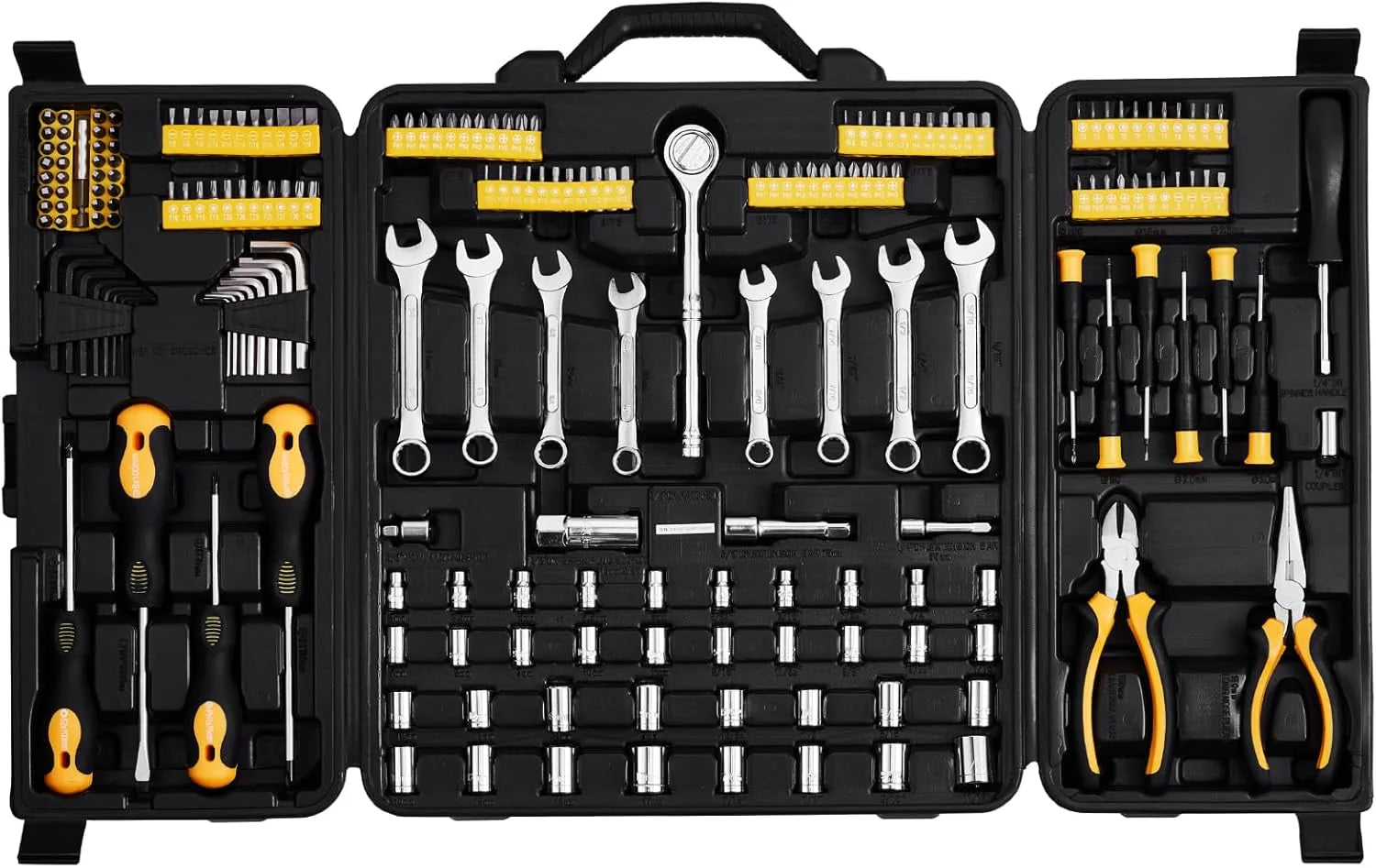VEVOR Mechanics Tool Set and Socket Set Drive Deep and Standard Sockets Metric Mechanic Tool Kit