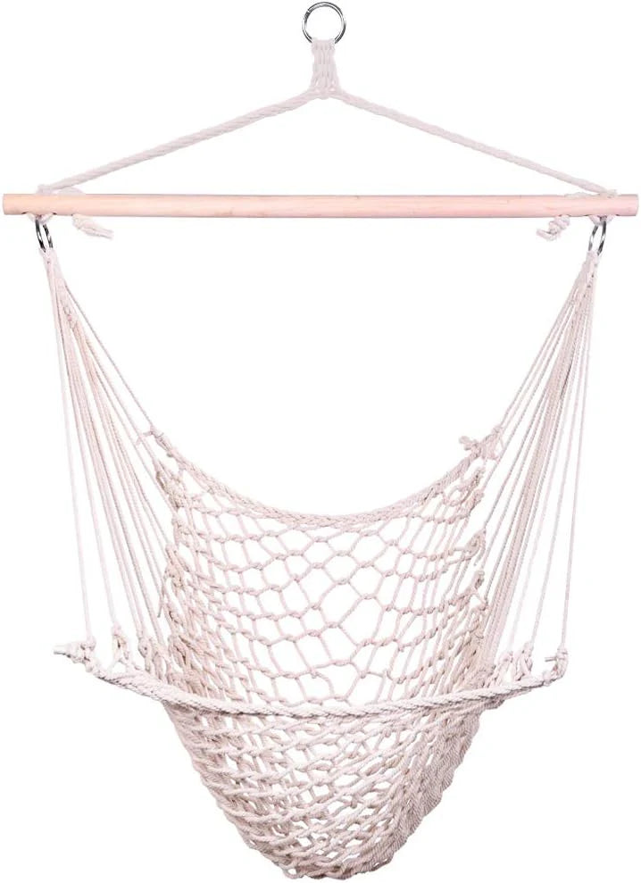 ONCLOUD Hammock Chair Hanging Rope Swing, Load Capacity Up to 550 LBS Macrame Hammock Swing Seat with Two Cushions, Hammock Seats with Portable Steel Spreader Bar for Indoor/Outdoor, Black