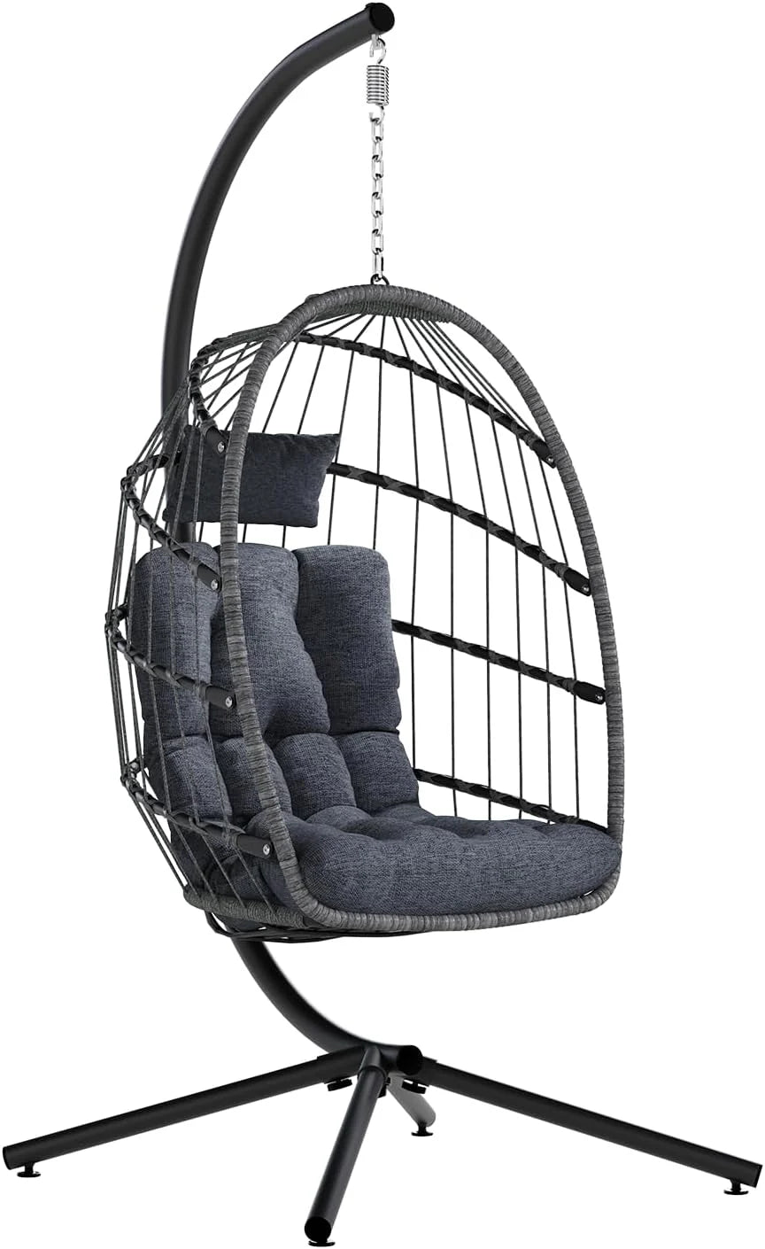 SWITTE Egg Chair Outdoor Indoor Wicker Hanging Egg Swing Chair 350lbs Capacity for Patio