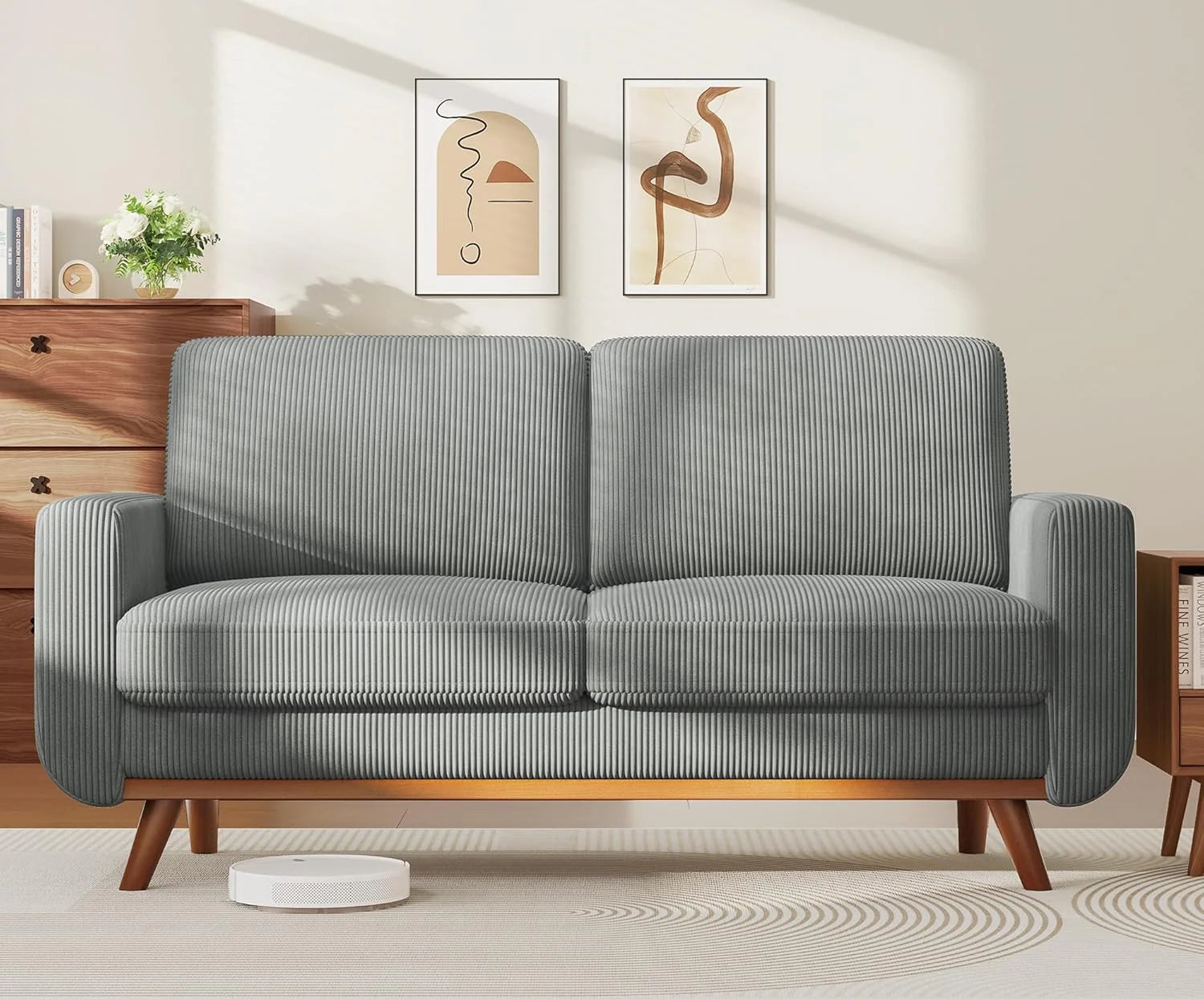 Vesgantti 68 Loveseat Sofa - Green, Comfy Corduroy with Spring Cushion, Solid Wood Frame, Modern Deep Seat, Bedroom & Living Room, Office Couch
