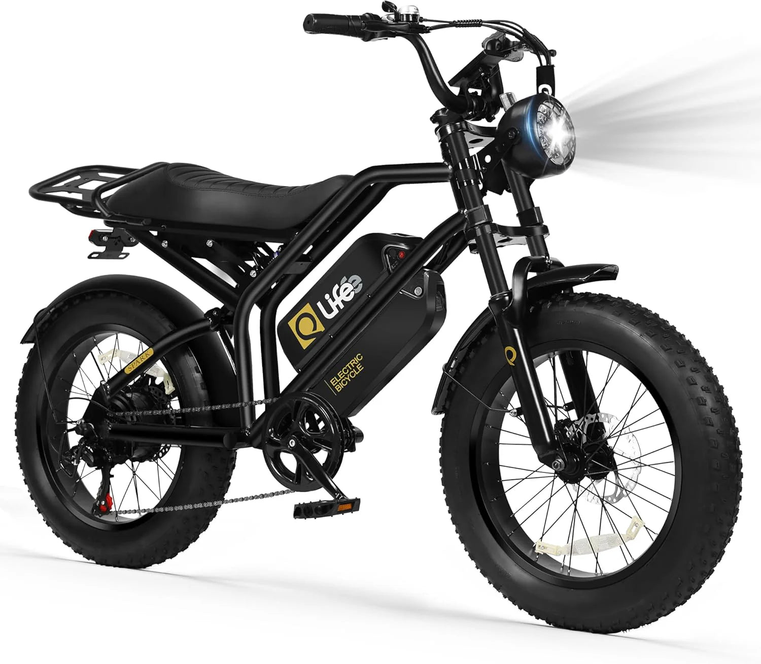 Qlife Electric Bike for Adults/Teens Spark-1500W Peak Motor 20 Fat Tires 28MPH(Unlock to 35MPH) Dirt Bike