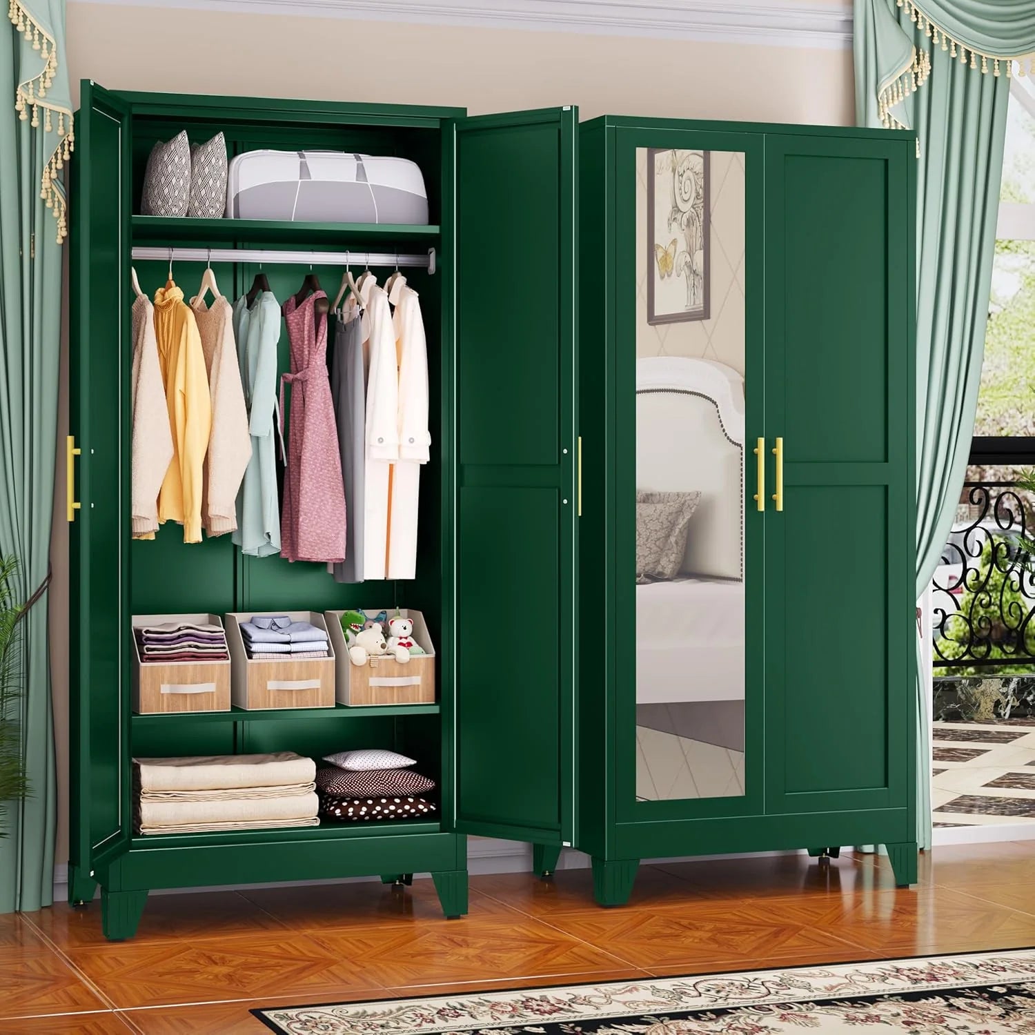 Steel Armoire Wardrobe Closet, 71 Metal Clothing Storage Cabinets