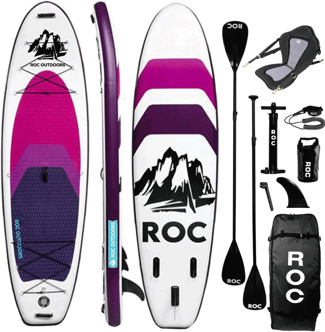 Roc Inflatable Stand Up Paddle Board 10' 6 with Premium SUP Paddle Board Accessories