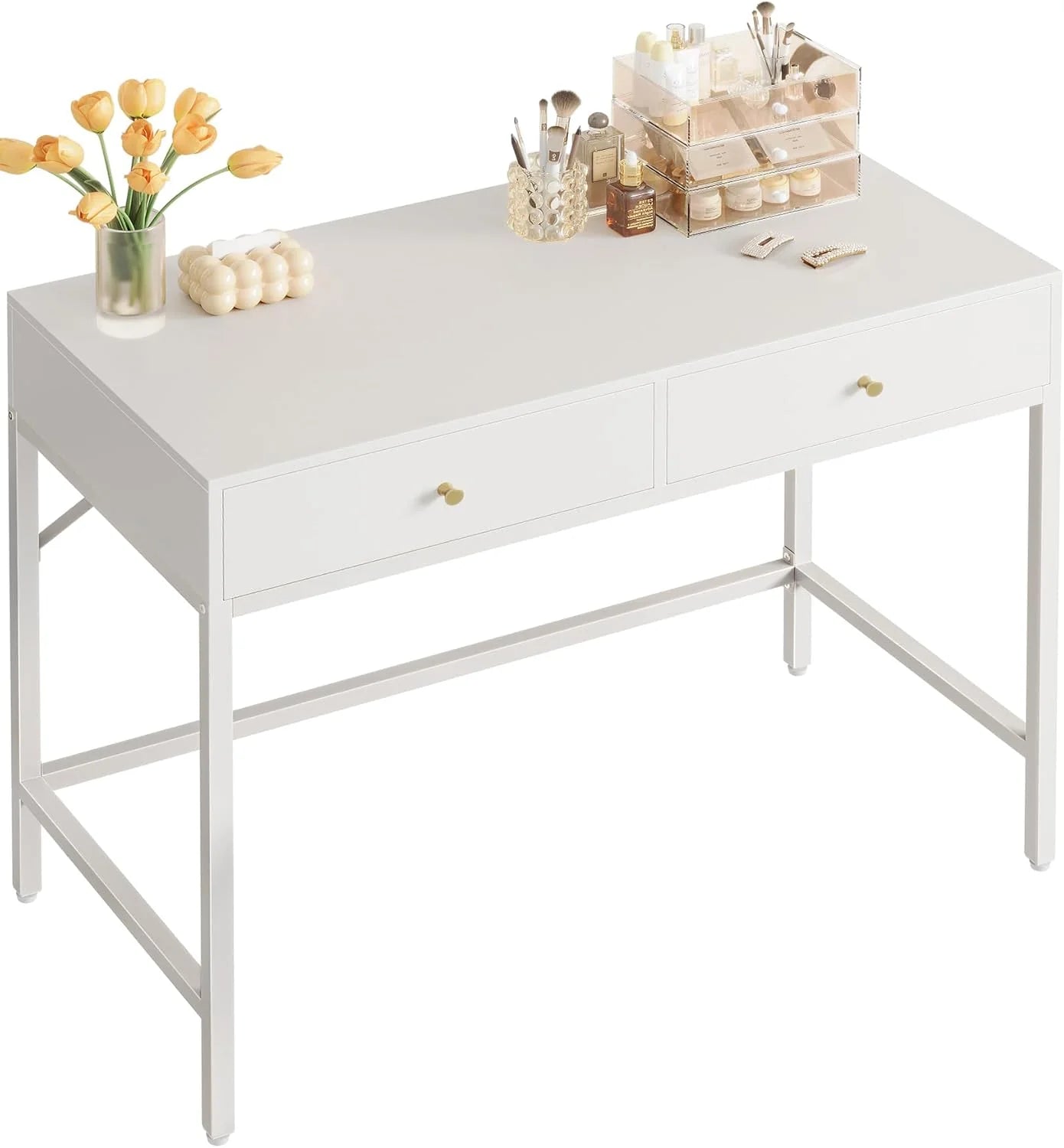 SUPERJARE Vanity Desk with Drawers, 47 inch Computer Desk, Simple Home Office Desks
