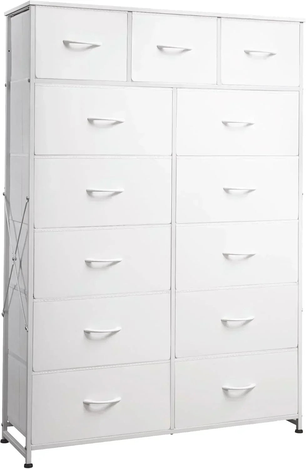 WLIVE Storage Organizer Unit with 13 Fabric Bins Storage Drawers Organizer with Steel Frame